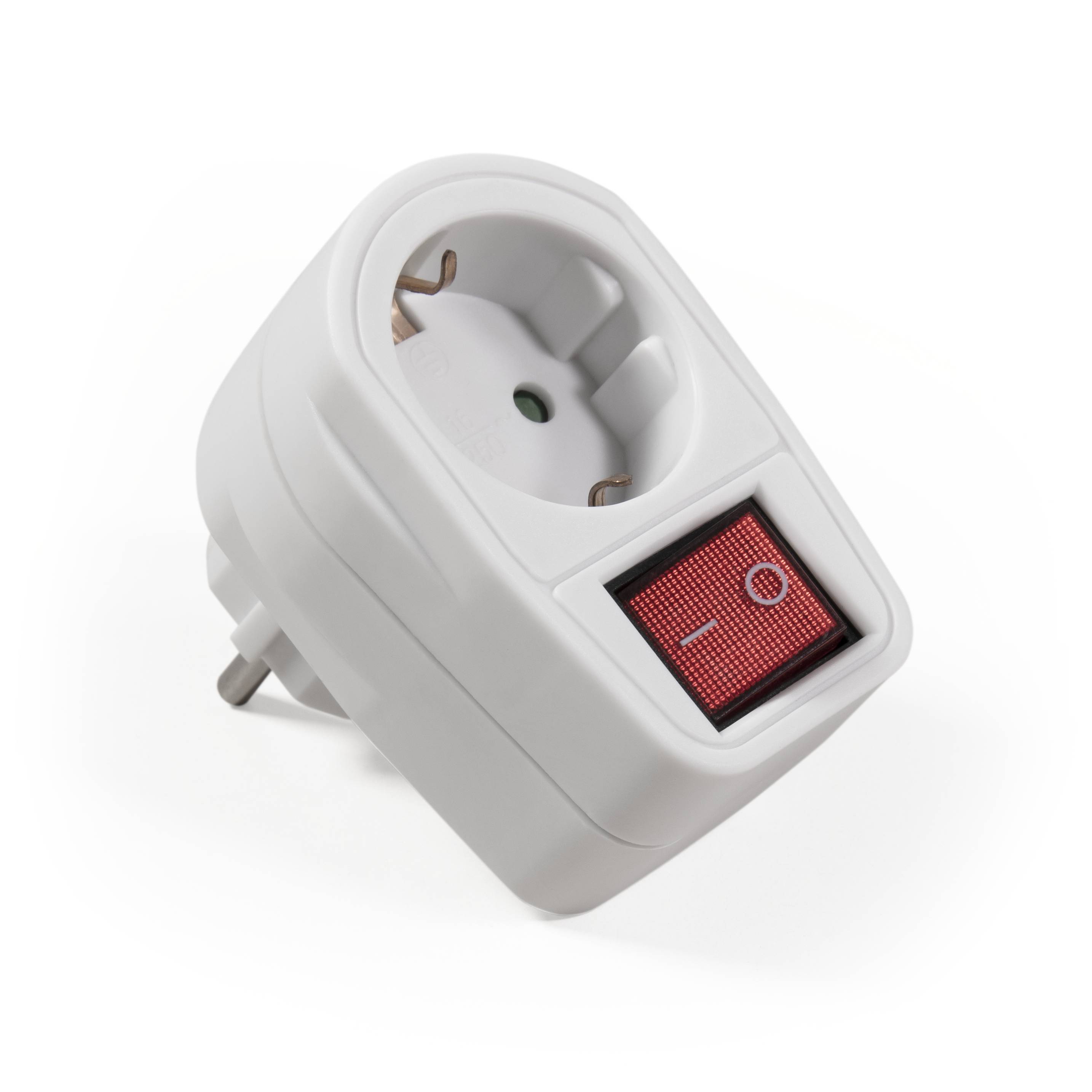 Steckdosenadapter McPower mit Schalter, 230V/3500W, 2-poliger AN/AUS Schalter