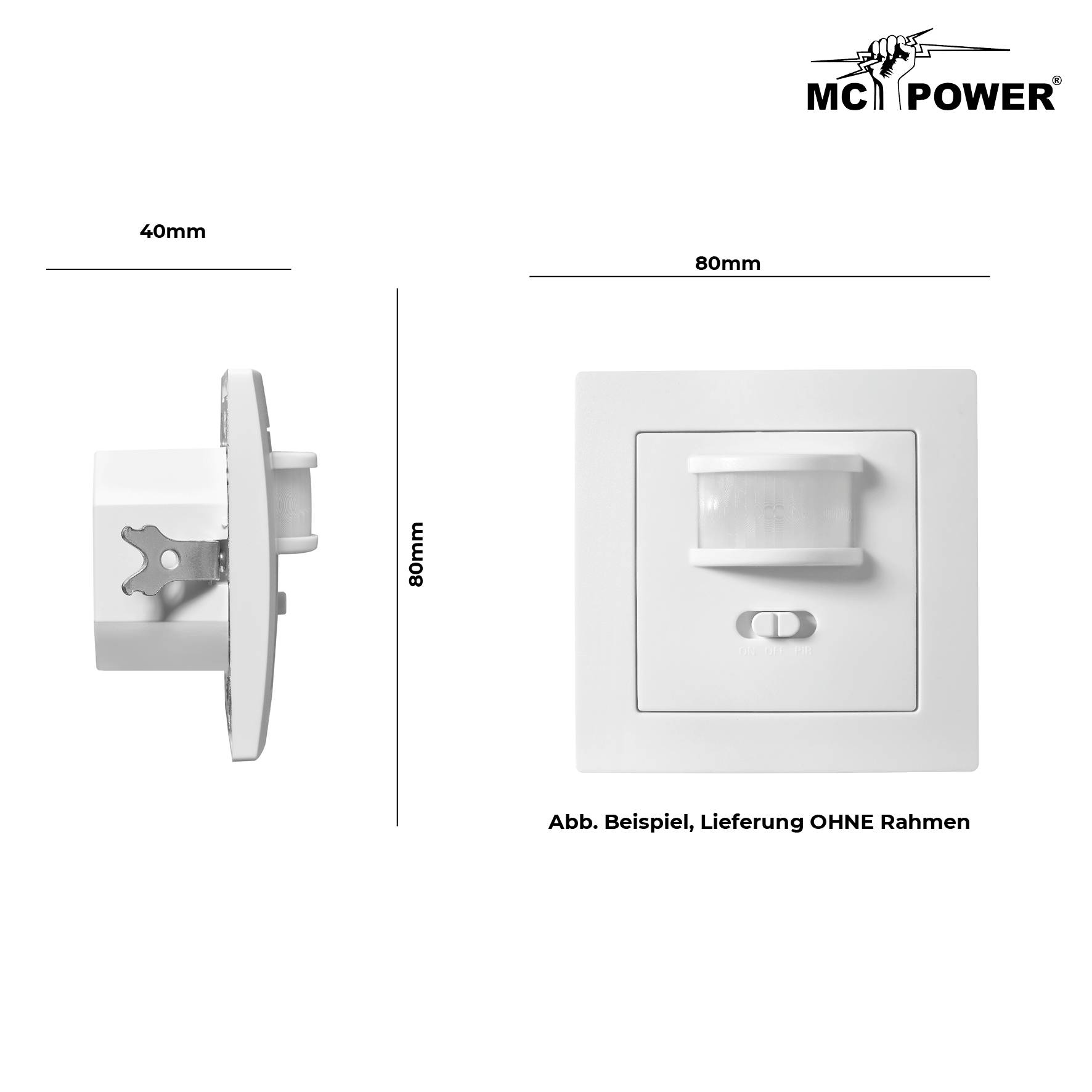 Unterputz IR Bewegungsmelder McShine "LX-23" 160°, 500W, LED geeignet, weiß