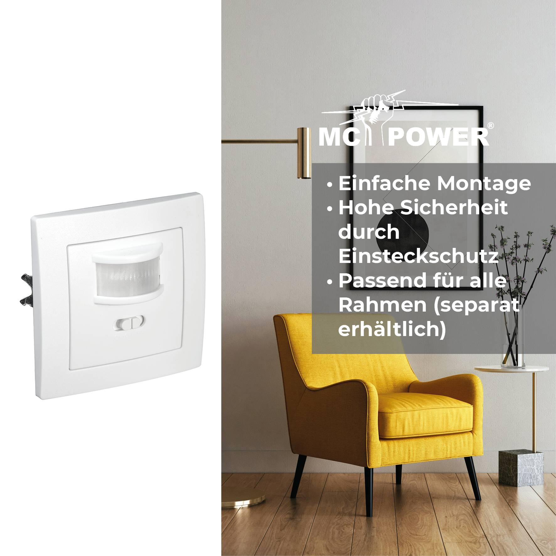 Unterputz IR Bewegungsmelder McShine "LX-23" 160°, 500W, LED geeignet, weiß