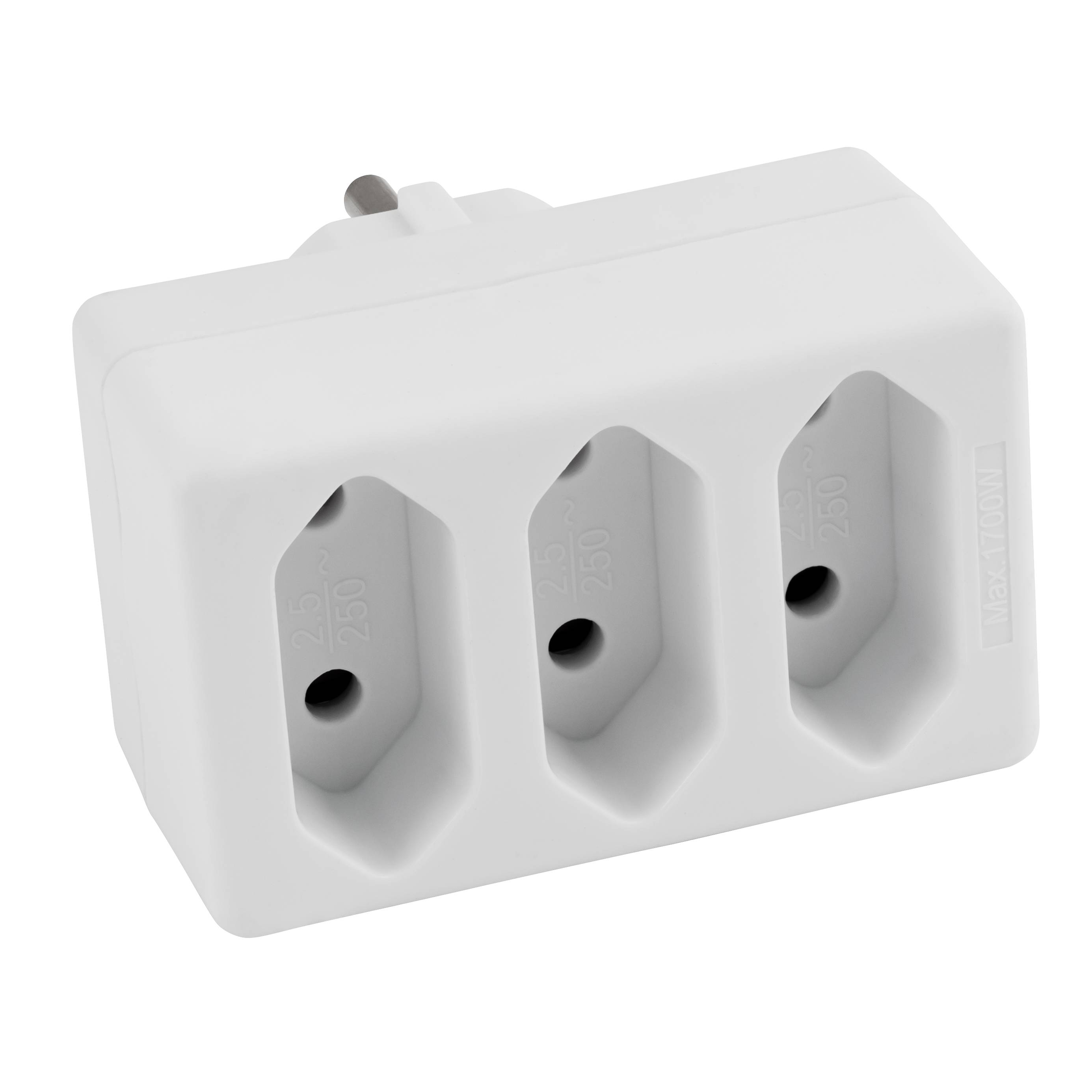 Steckdosenadapter McPower, 3x Euro, weiß