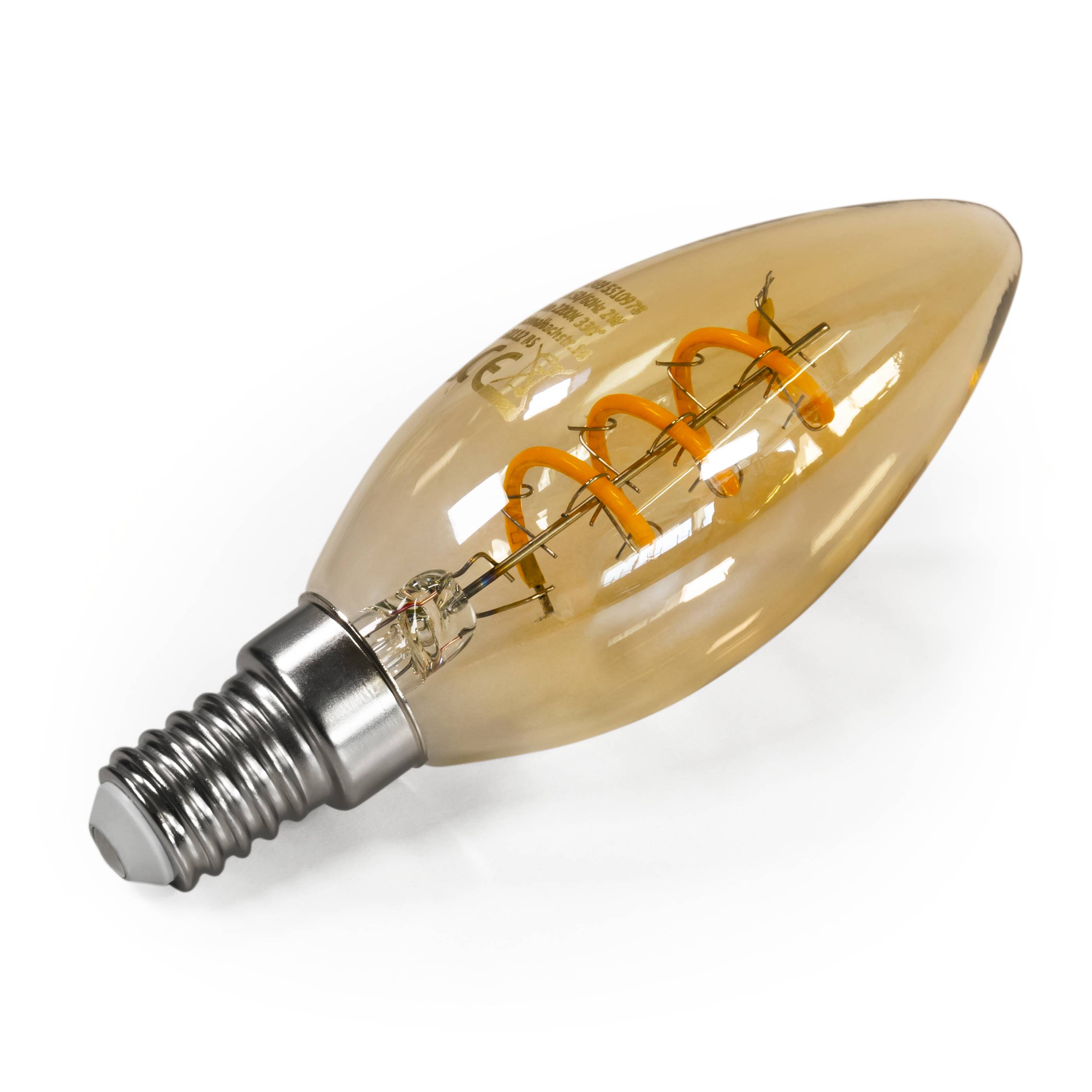 LED Filament Kerzenlampe McShine "Retro" E14, 2W, 150lm, warmweiß, goldenes Glas