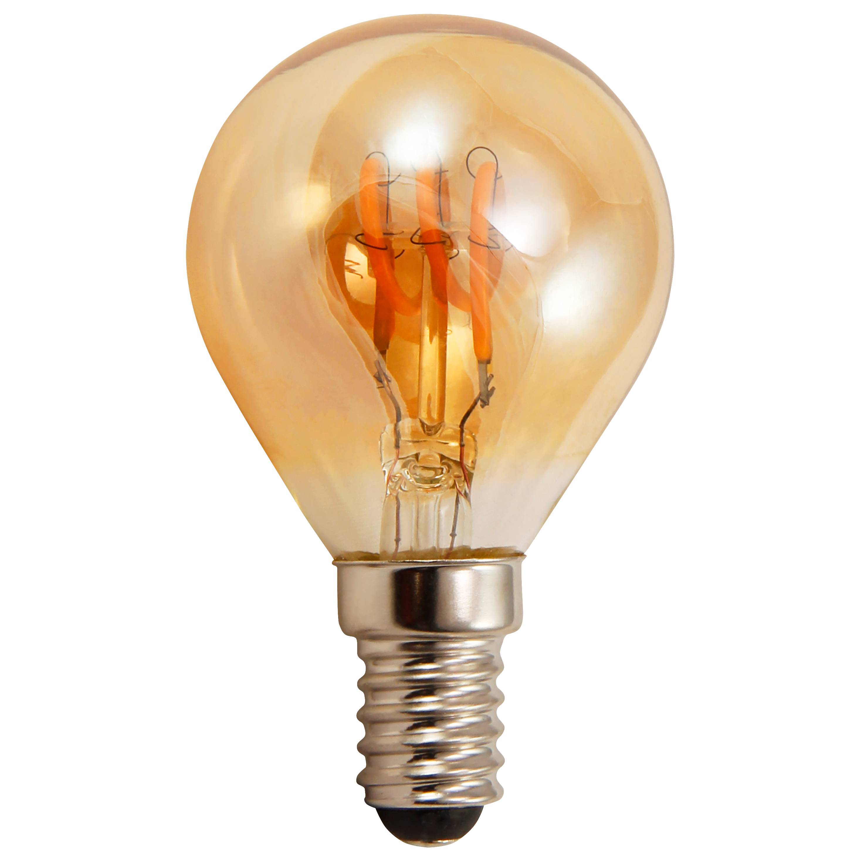 LED Filament Tropfenlampe McShine "Retro" E14, 2W, 150lm, warmweiß,goldenes Glas