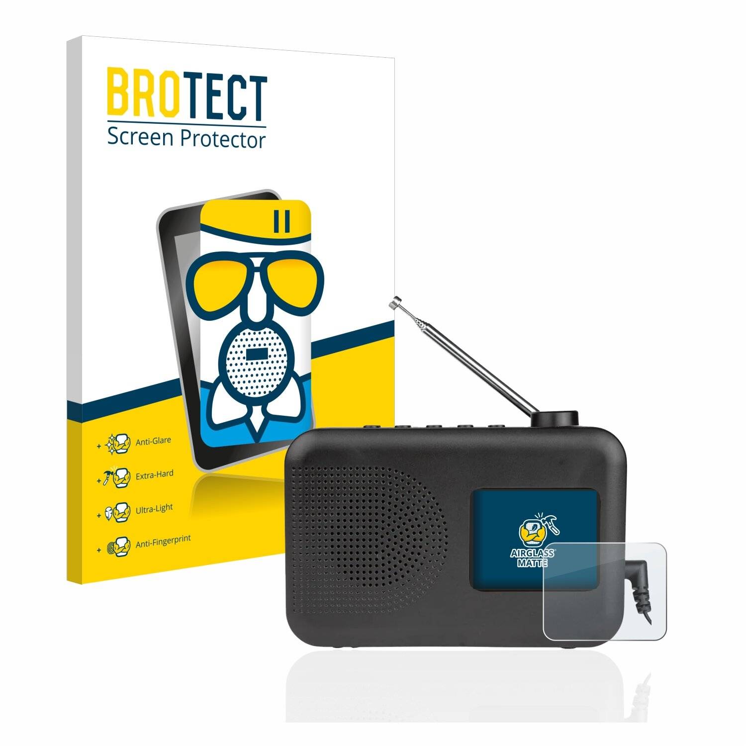 BROTECT AirGlass Matte Schutzglas Folie für SilverCrest DAB+ / UKW Radio SDABC 1