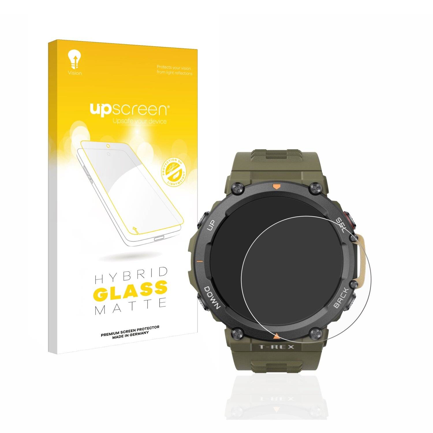 upscreen Hybrid Glass Matte Premium Schutzglas Folie für Huami Amazfit T-Rex