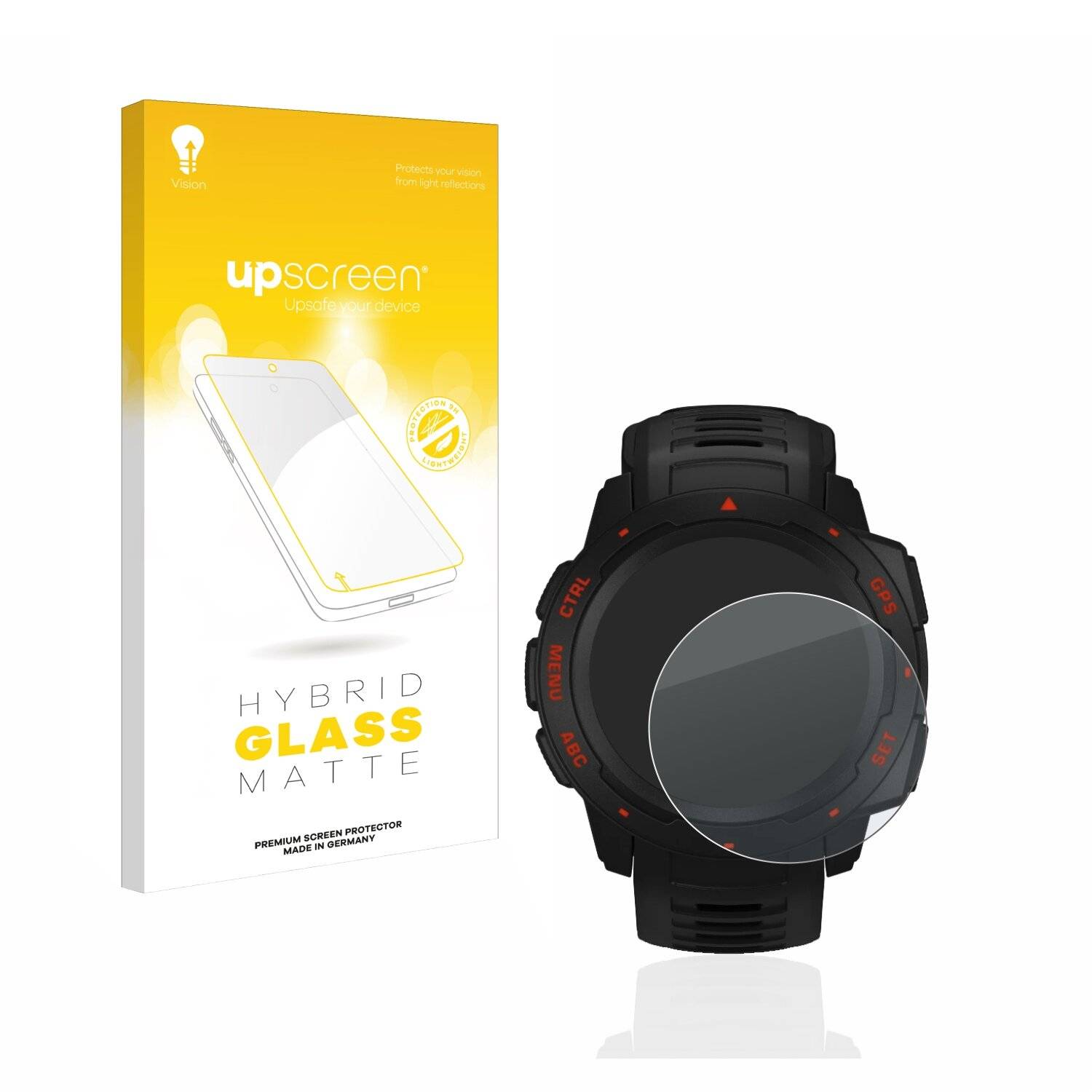 upscreen Hybrid Glass Matte Premium Schutzglas Folie für Garmin Instinct