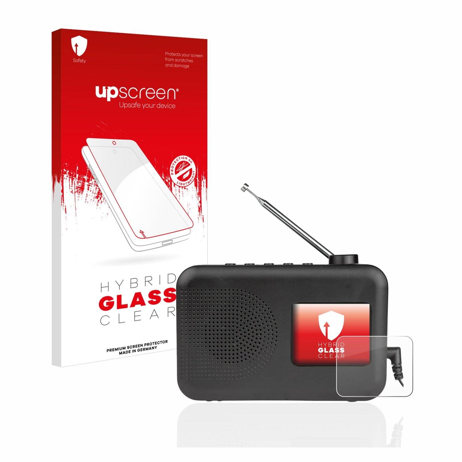 upscreen Hybrid Glass Clear Premium Schutzglas Folie für SilverCrest DAB+ / UKW Radio SDABC 1