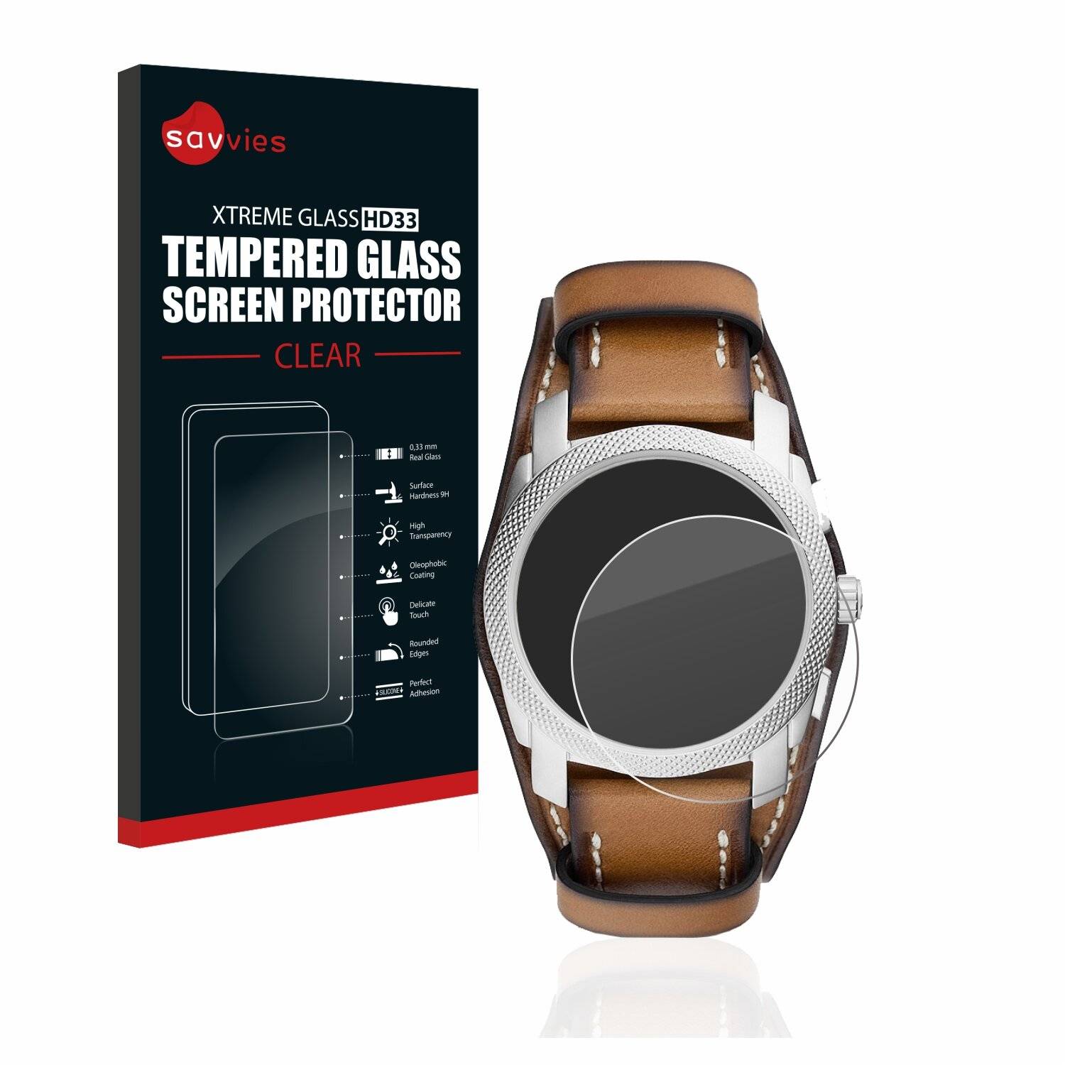 Savvies HD33 Clear Schutzglas für Fossil Chronograph (42