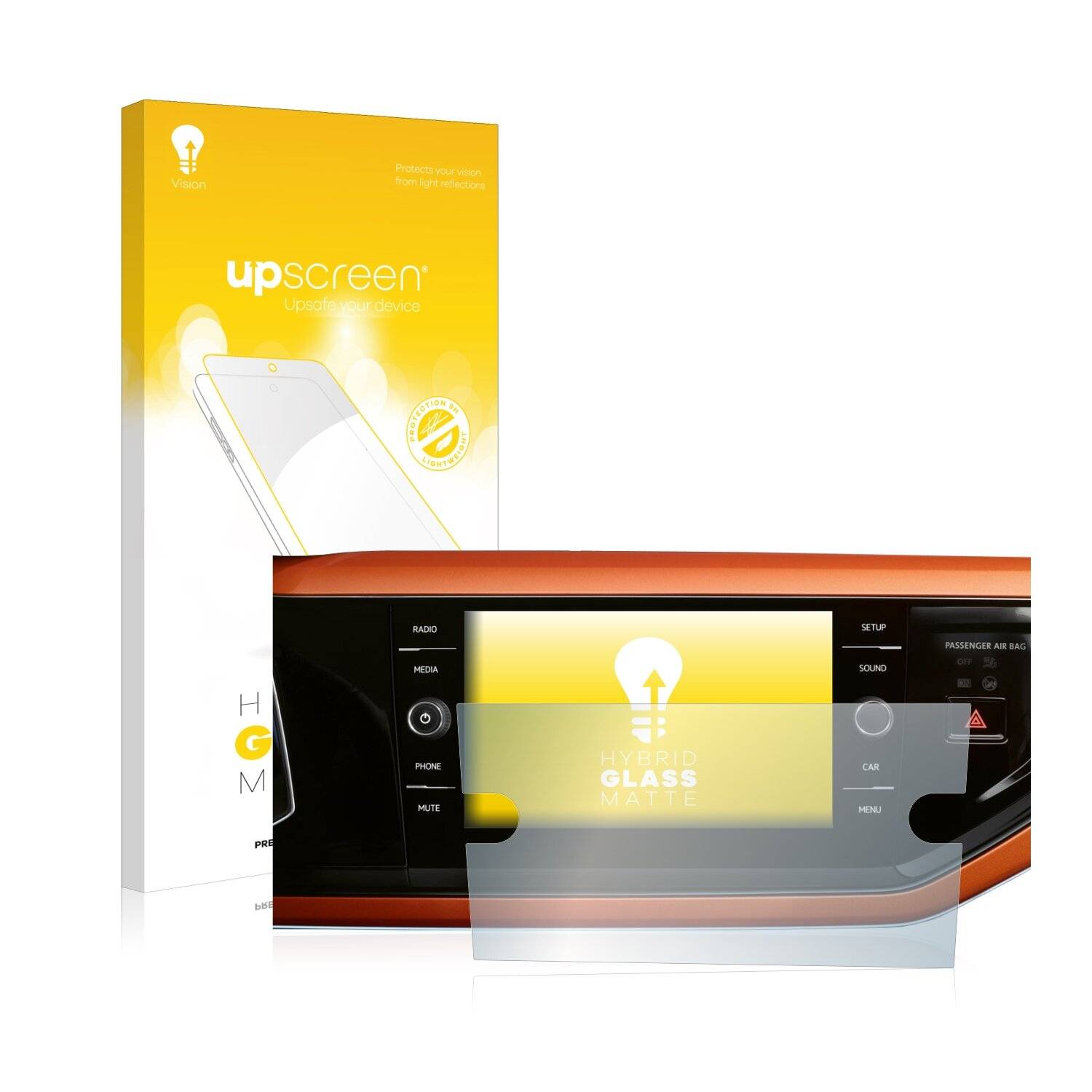 upscreen Hybrid Glass Matte Premium Schutzglas Folie für Volkswagen Polo 2021 Composition