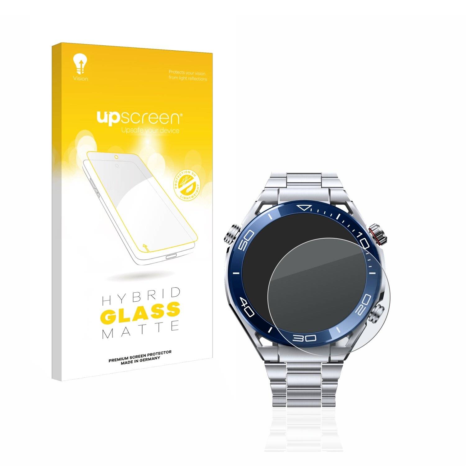 upscreen Hybrid Glass Matte Premium Schutzglas Folie für Huawei Watch Ultimate (48,5