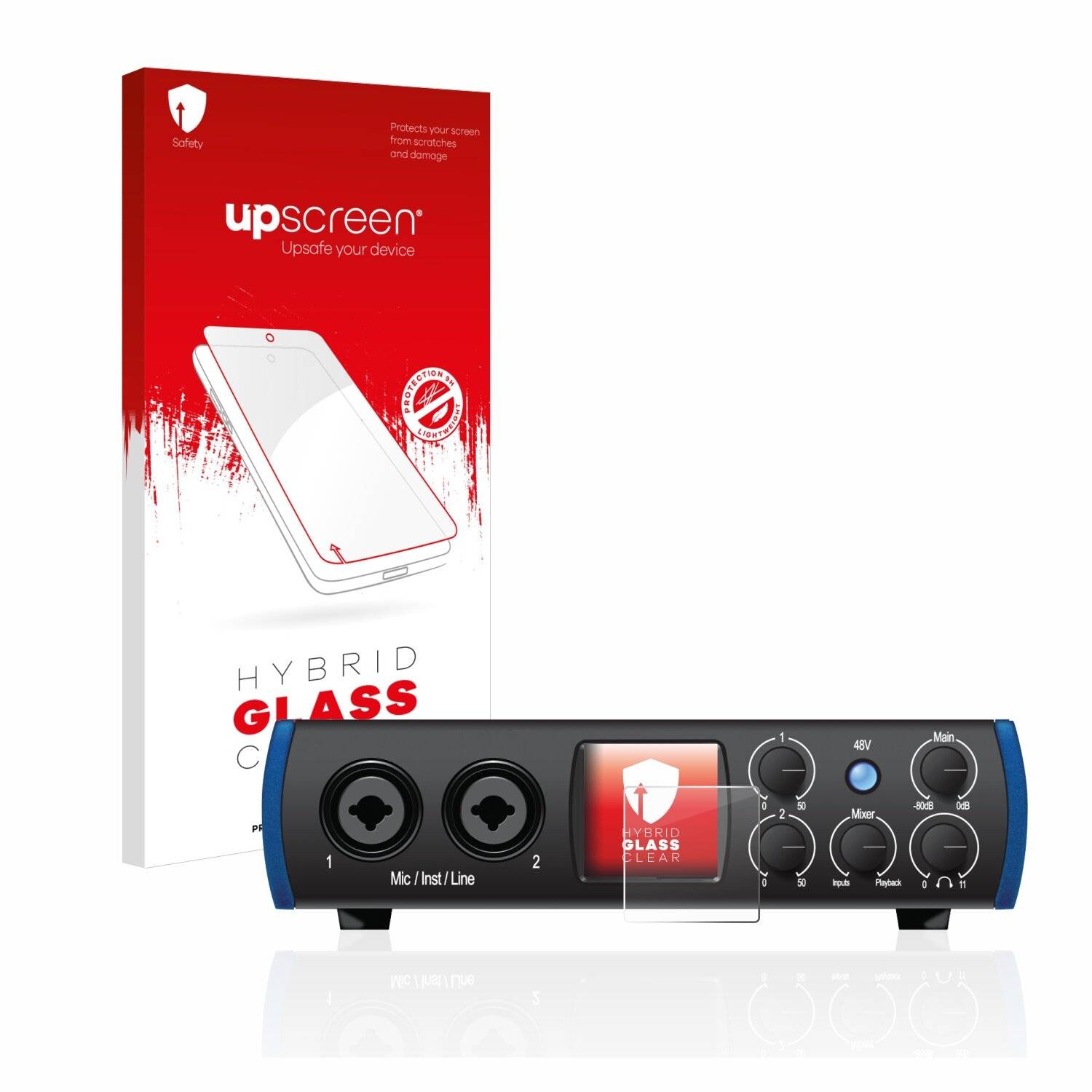 upscreen Hybrid Glass Clear Premium Schutzglas Folie für PreSonus Studio