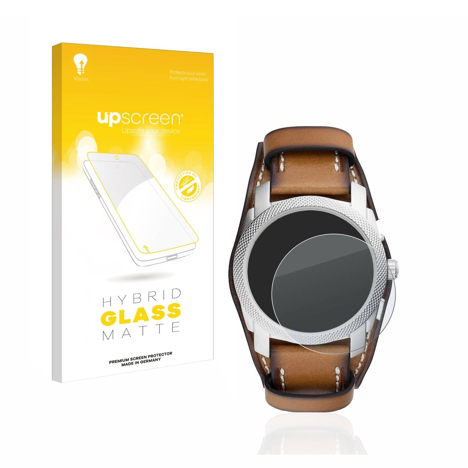 upscreen Hybrid Glass Matte Premium Schutzglas Folie für Fossil Chronograph (42