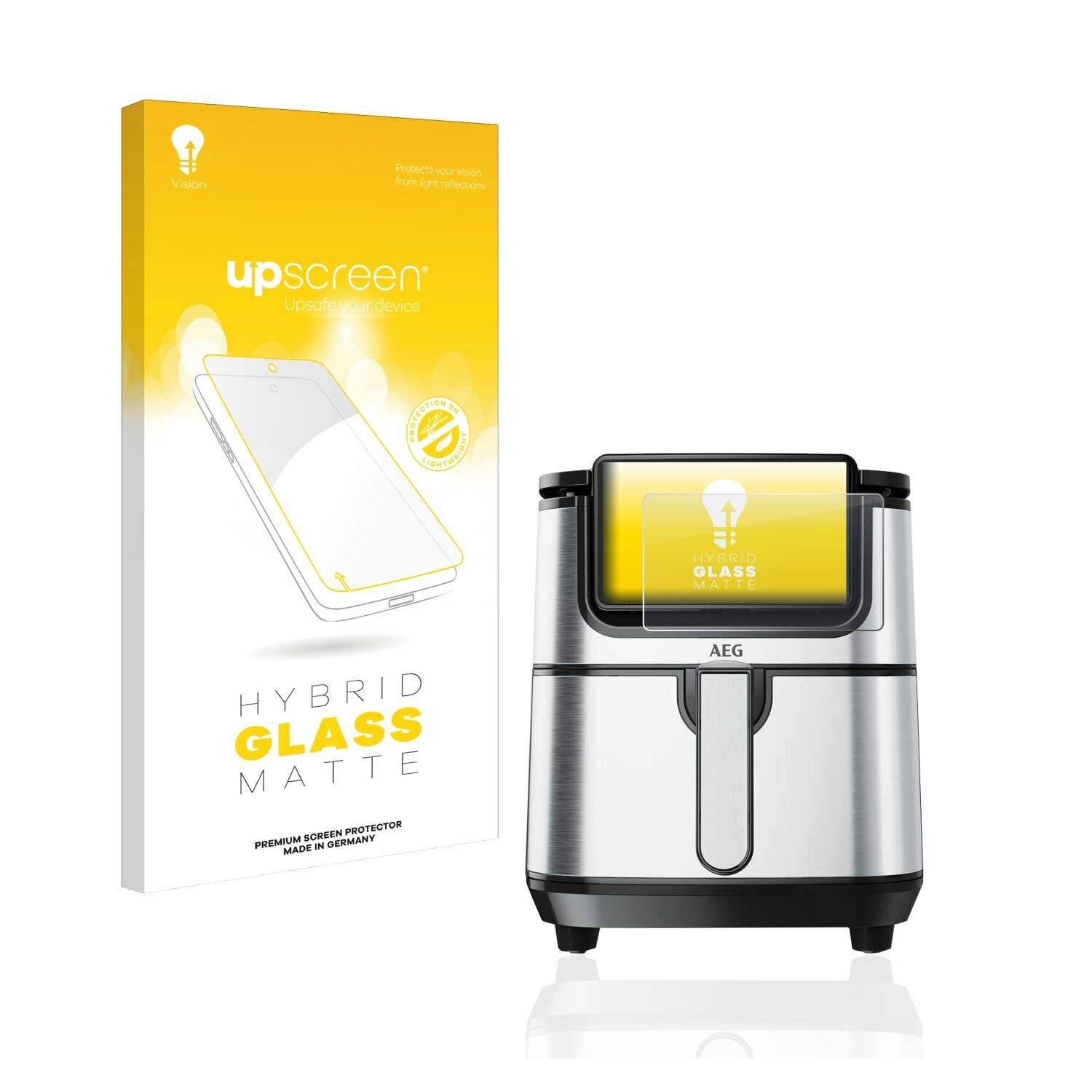 upscreen Hybrid Glass Matte Premium Schutzglas Folie für AEG Heißluftfritteuse