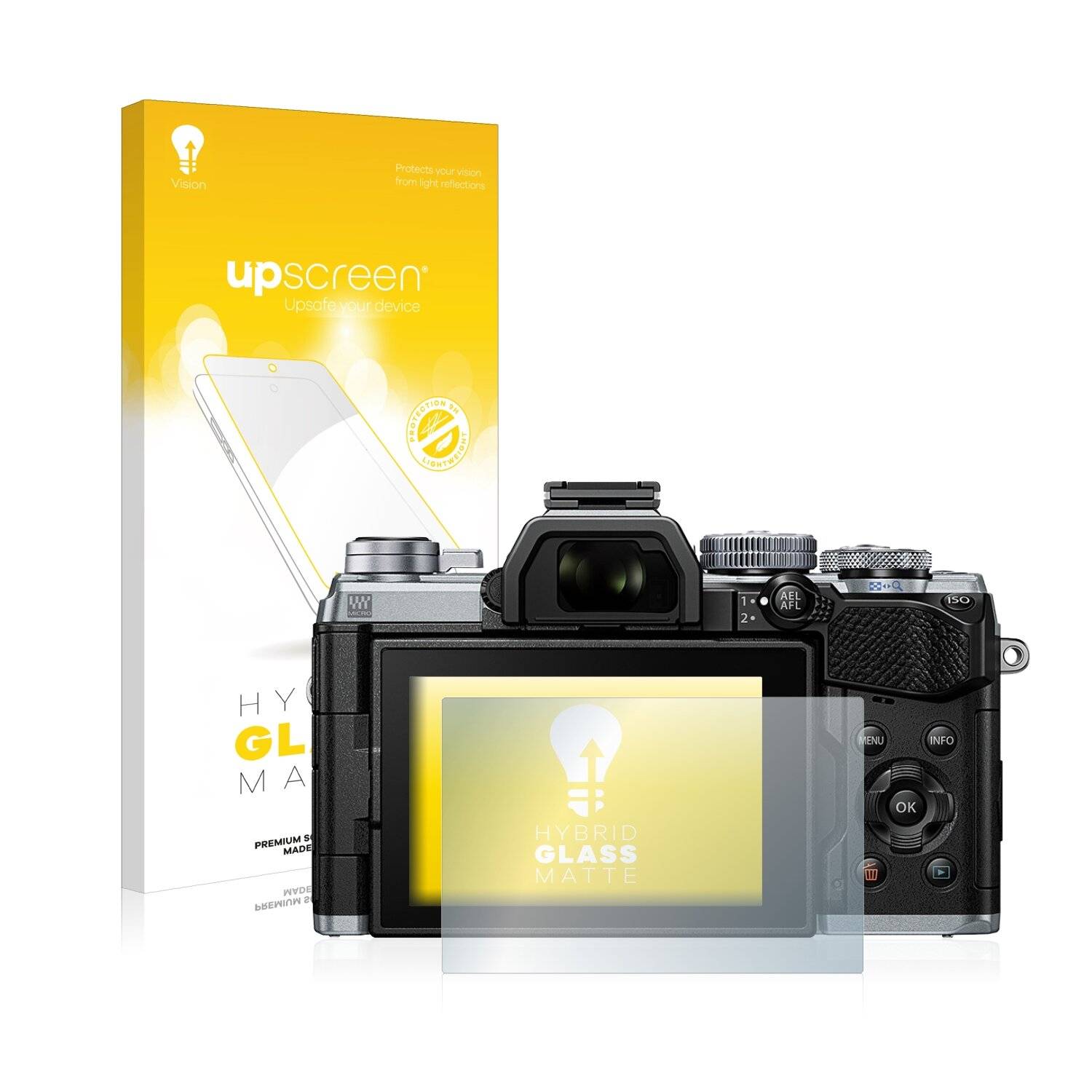 upscreen Hybrid Glass Matte Premium Schutzglas Folie für Olympus OM-D E-M5 Mark