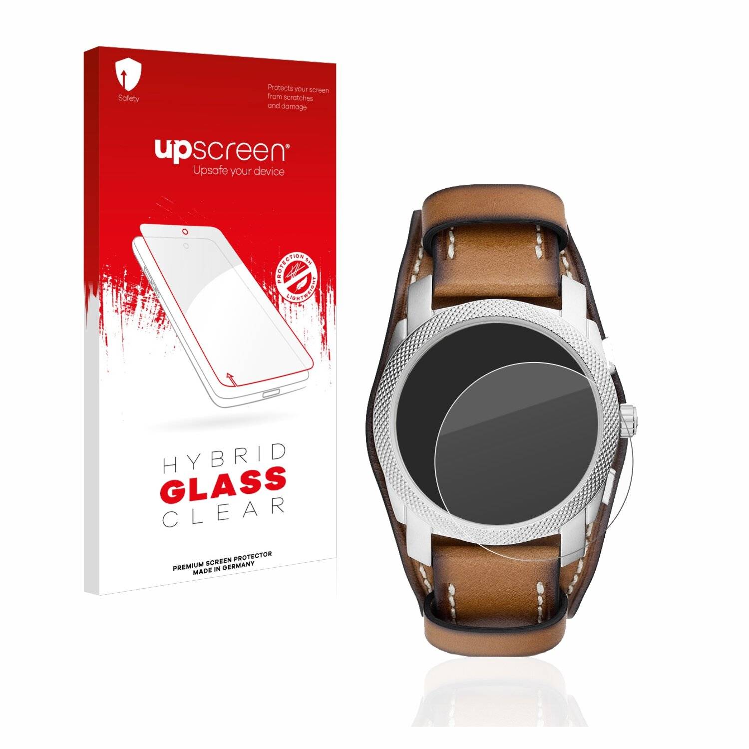 upscreen Hybrid Glass Clear Premium Schutzglas Folie für Fossil Chronograph (42