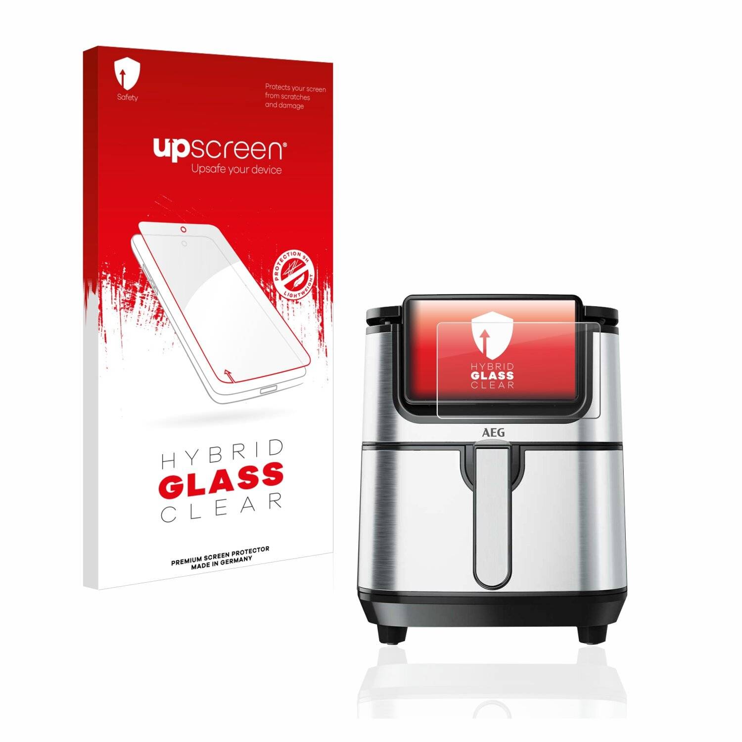 upscreen Hybrid Glass Clear Premium Schutzglas Folie für AEG Heißluftfritteuse