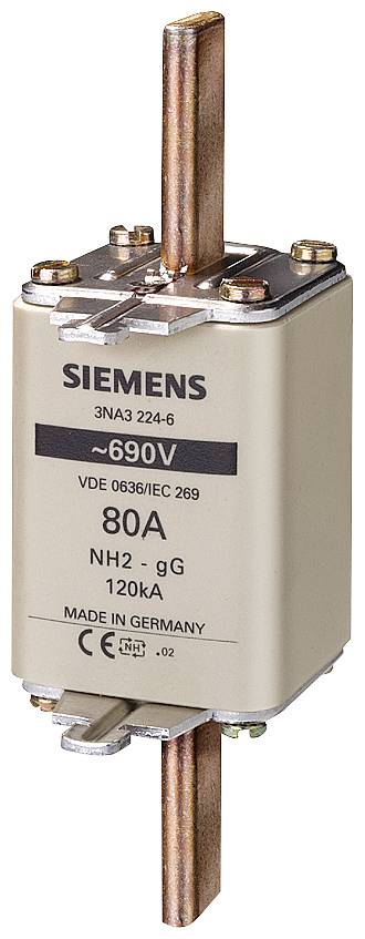 NH-Sicherungseinsatz, NH2, In: 224 A, gG, Un AC: 690 V, Un DC: 440 V, Stirnkennmelder, spannungsführende Grifflaschen