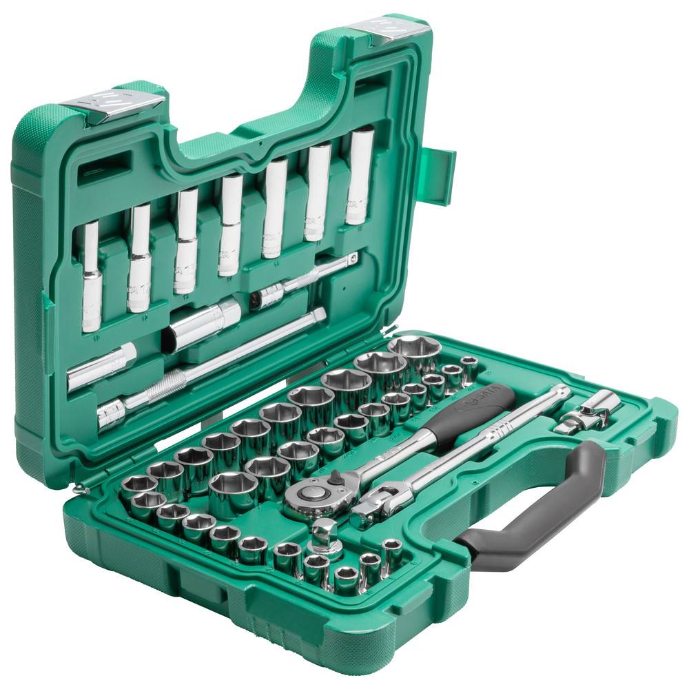 SATA 46 Tlg. 1/2" 6-Kant Steckschlüssel Satz, metrisch/zöllig