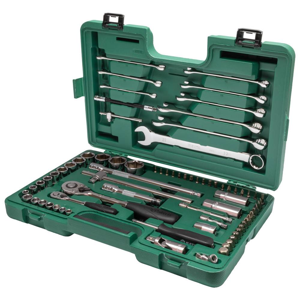SATA 1/4" & 1/2" 6-Kant Steckschlüssel & Ringmaulschlüssel Set, 76-teilig