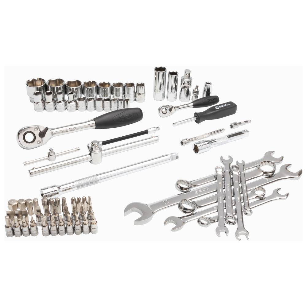 SATA 1/4" & 1/2" 6-Kant Steckschlüssel & Ringmaulschlüssel Set, 76-teilig