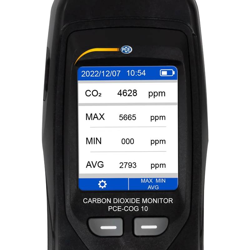 PCE Instruments PCE-COG 10 CO2 Messgerät 0 - 9999 ppm mit Temperaturmessfunktion, mit Datenloggerfunktion, mit USB-Schnittstelle