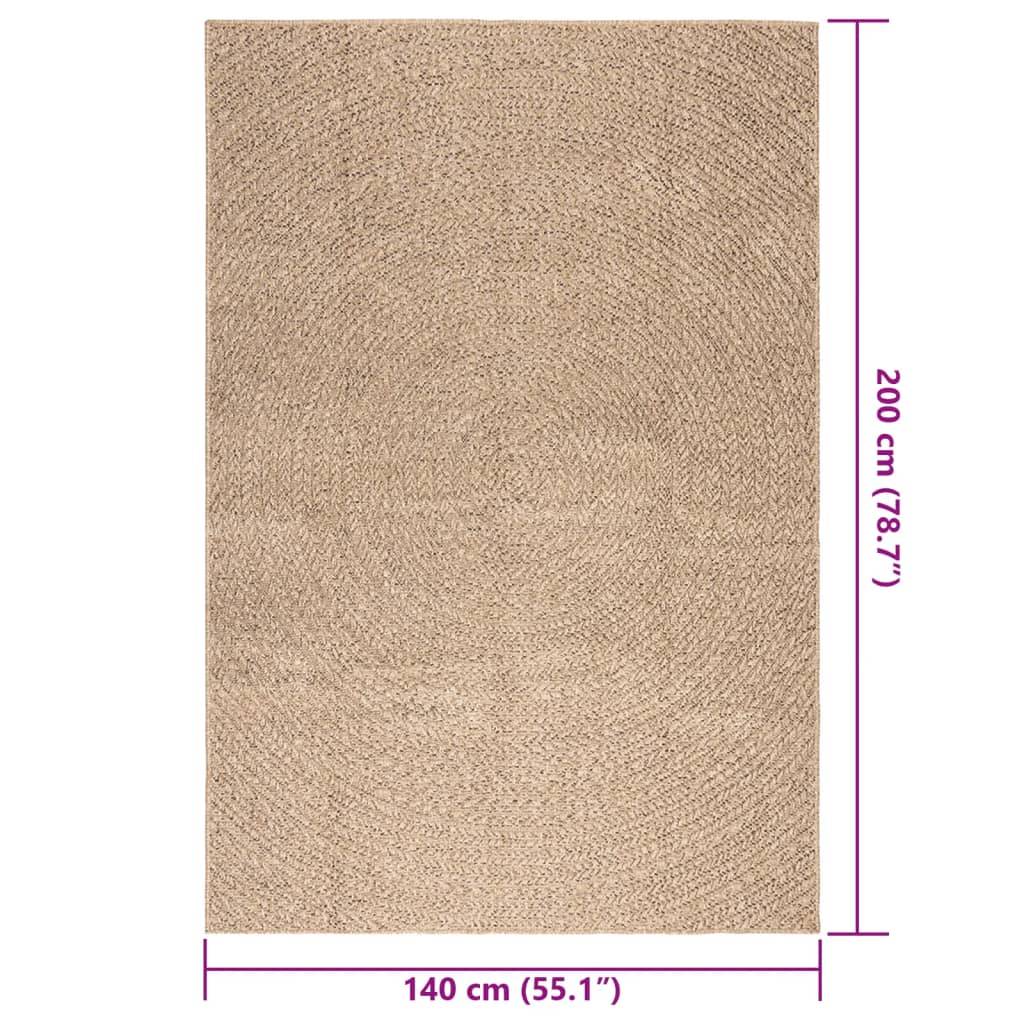 vidaXL Teppich 140x200 cm Jute-Optik Innen und Außen