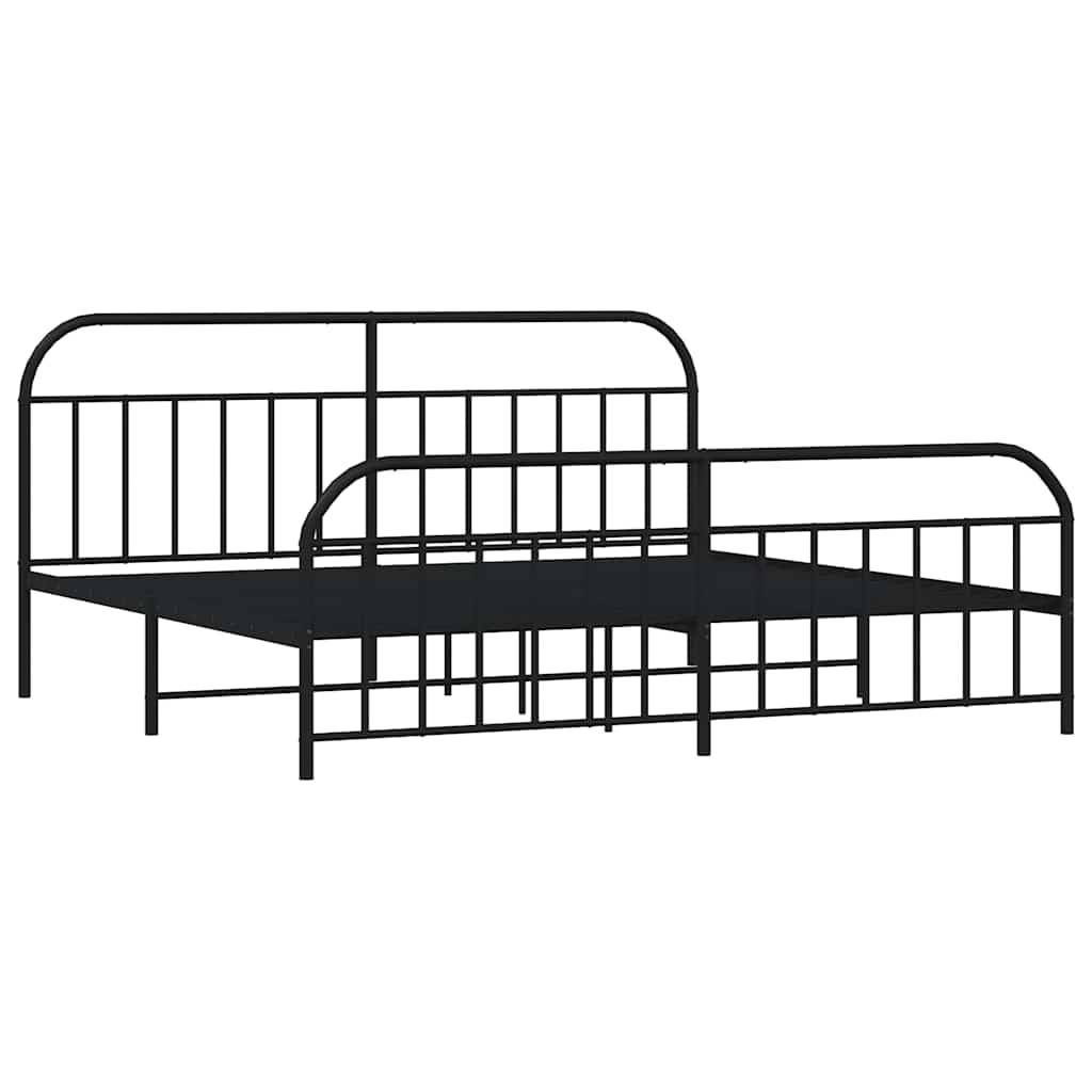 vidaXL Bettgestell mit Kopf- und Fußteil Metall Schwarz 193x203 cm