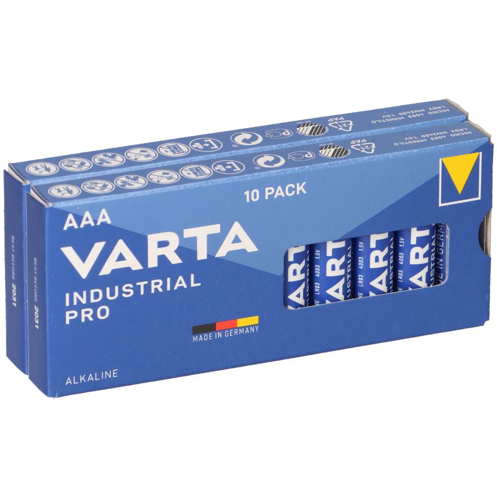 20x VARTA Industrial Pro AAA LR03 1,5V Alkaline – Micro 4003 Vorratspack
