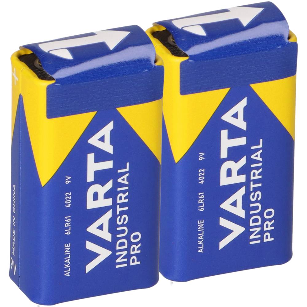 2x VARTA 4022 Industrial 9V Block Batterie 6LR61 - passend für Rauchmelder, Messgeräte & Audio