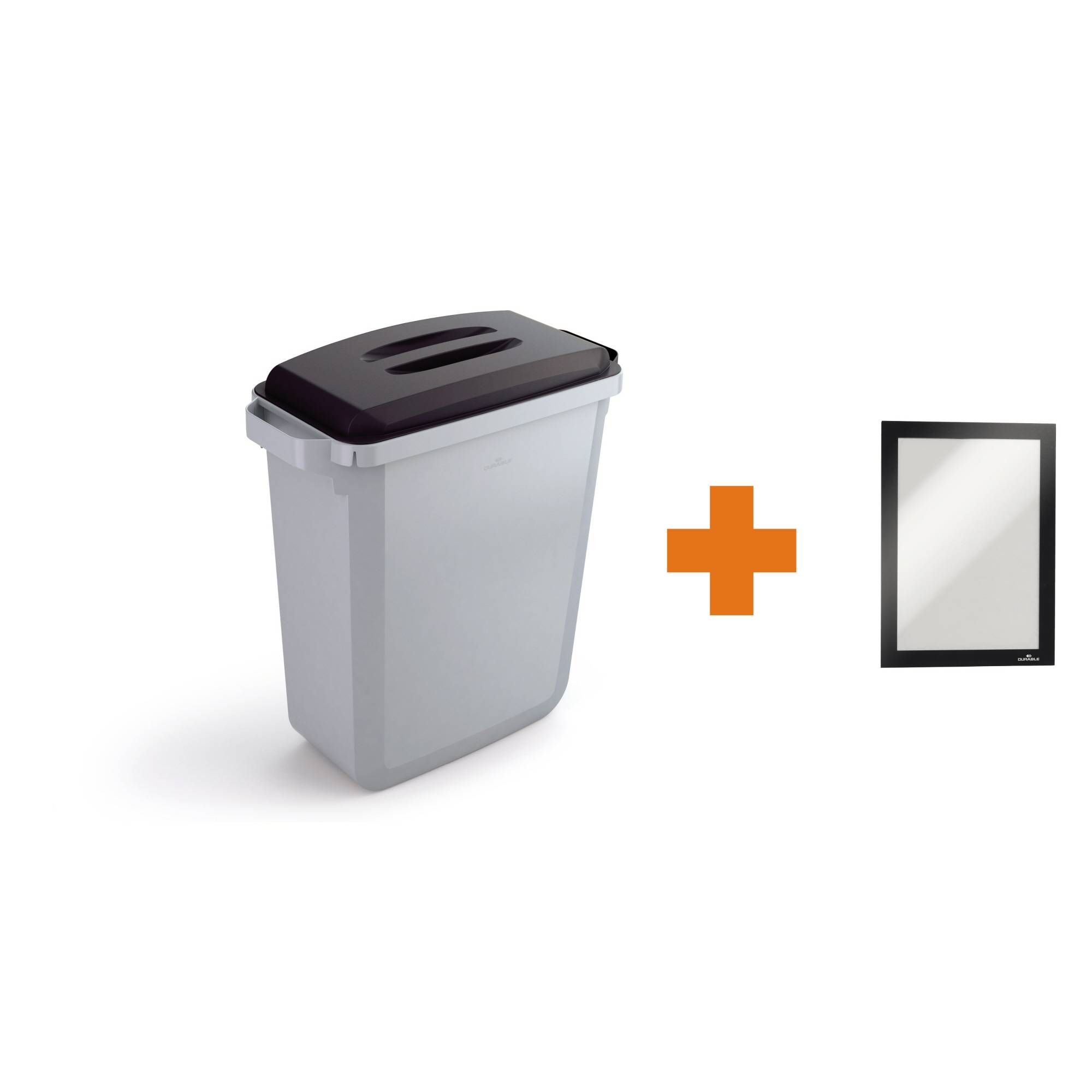 Abfalleimer DURABIN 60 Deckel sw +Rahmen