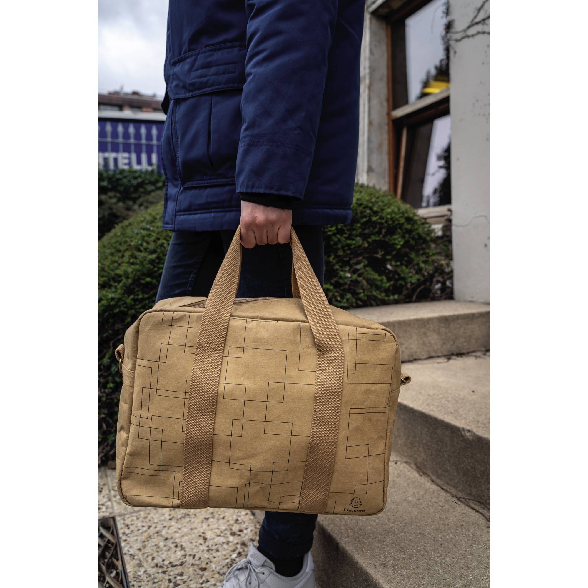 Exacompta 17660E Tasche 39x29x15cm aus Papier in Lederoptik, Eterneco - Braun geometrische Motive