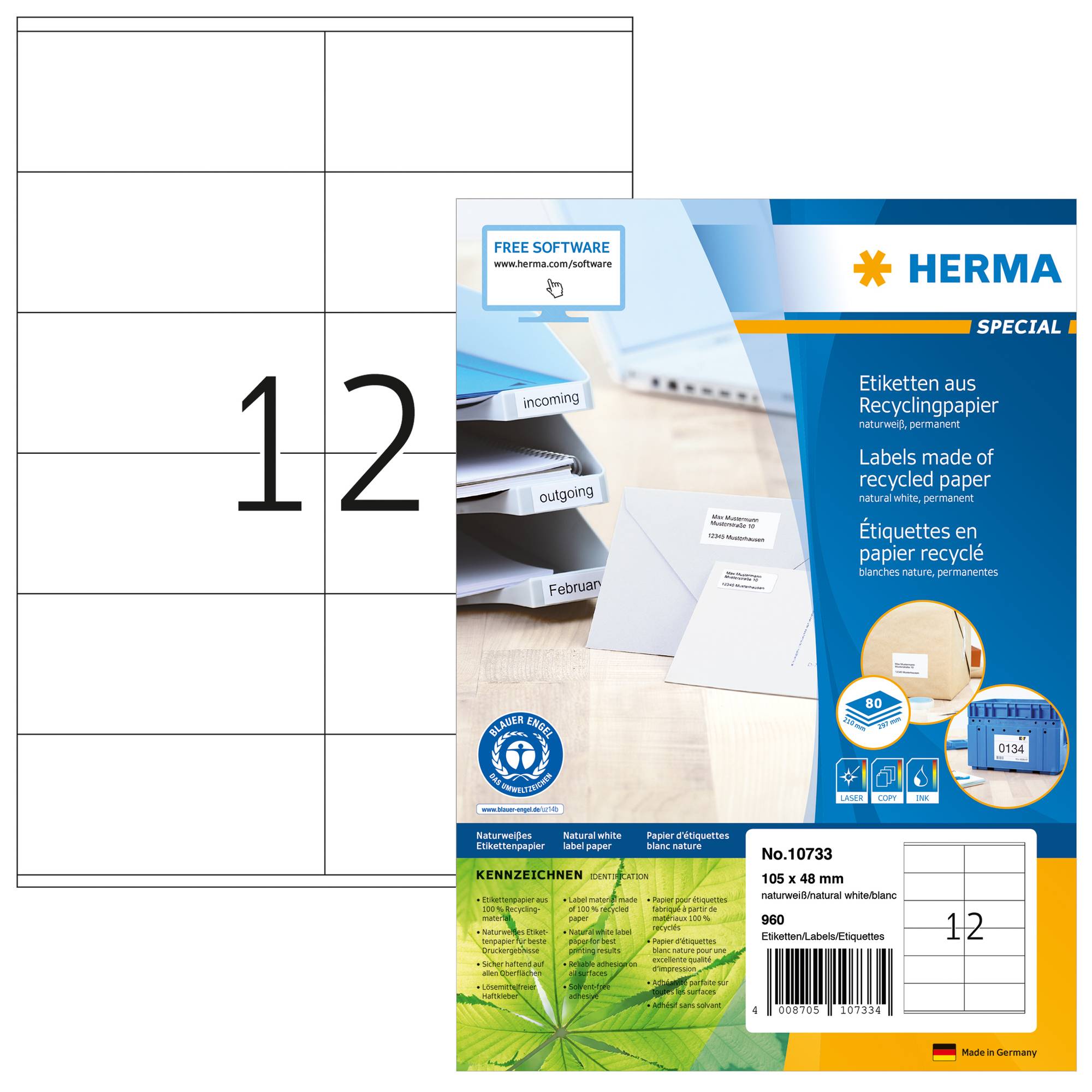 Etikett RC 105x48mm natur ws 960St