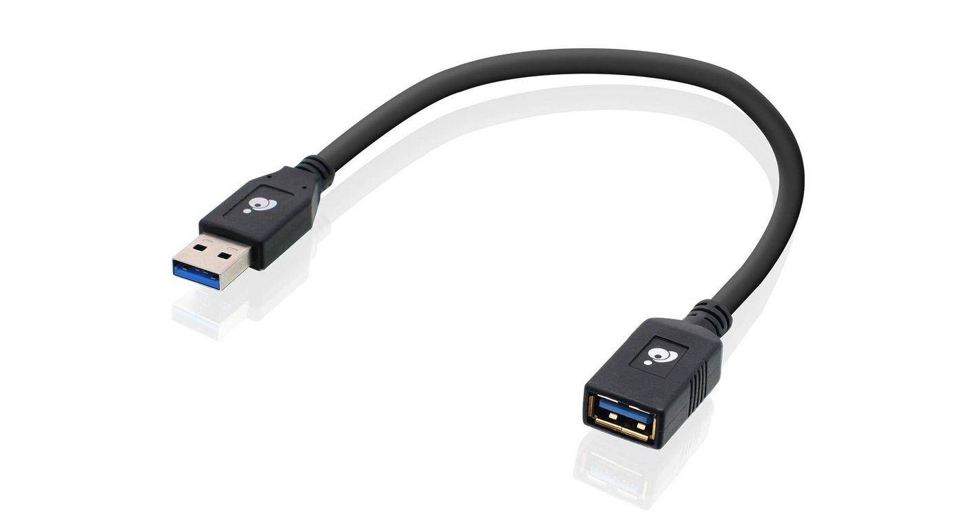 IOGEAR G2LU3AMF - 0,3 m - USB A - USB A - USB 3.2 Gen 1 (3.1 Gen 1) - Männlich/Weiblich - Schwarz