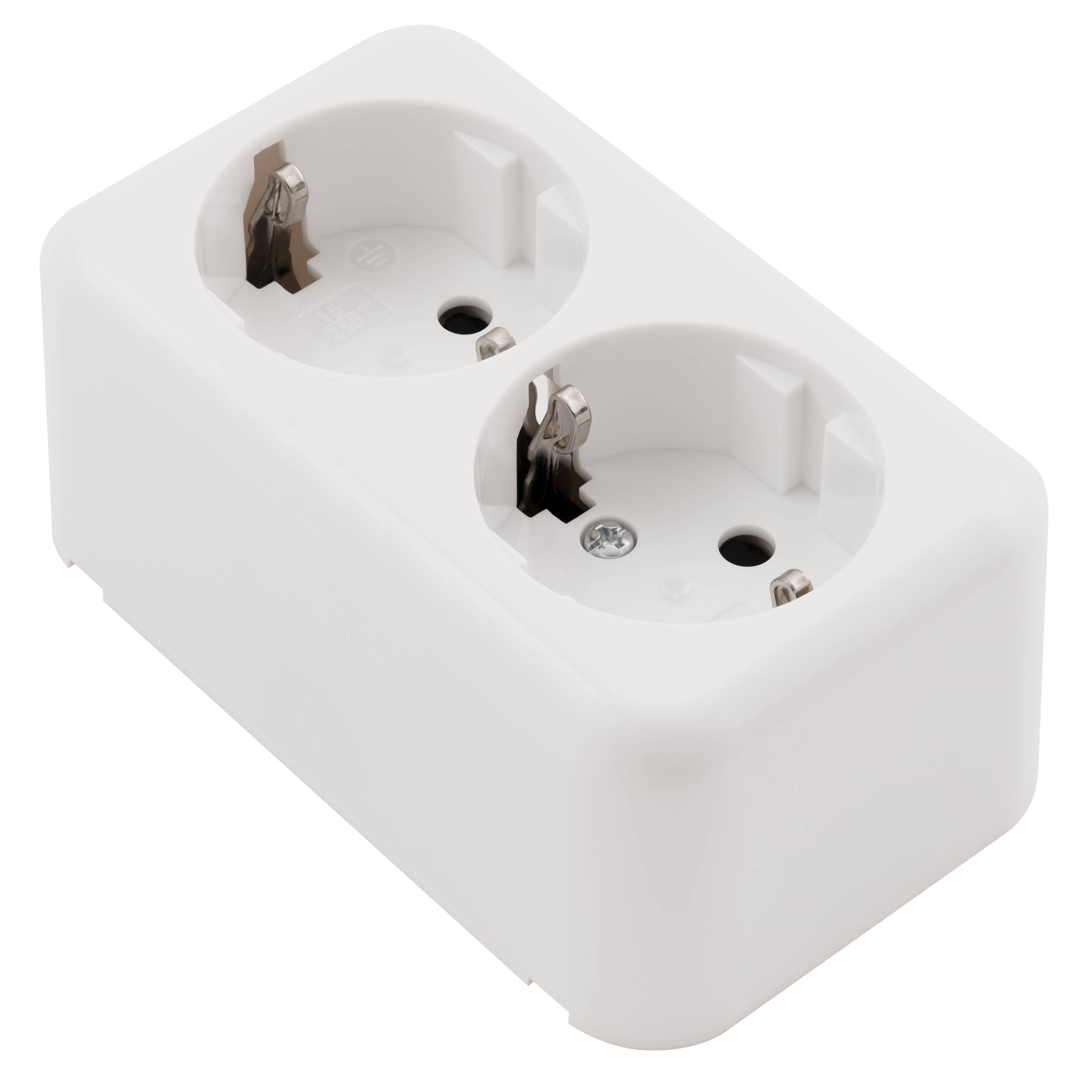 Schutzkontakt-Steckdose 2-fach McPower "Finery", 250V/16A,AP,Einsteckschutz,weiß