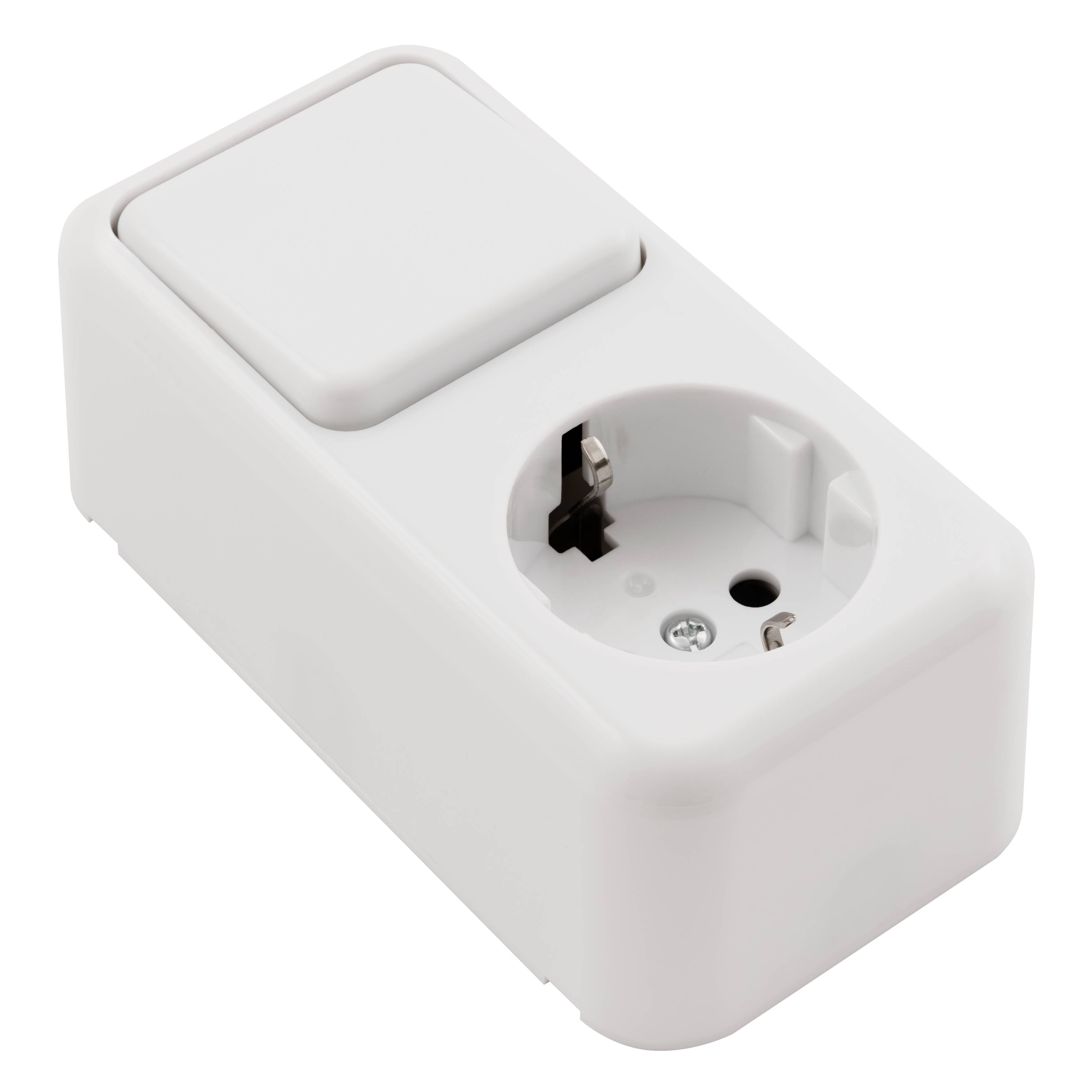 Wechselschalter & Steckdosenkombination McPower "Finery", AP, weiß