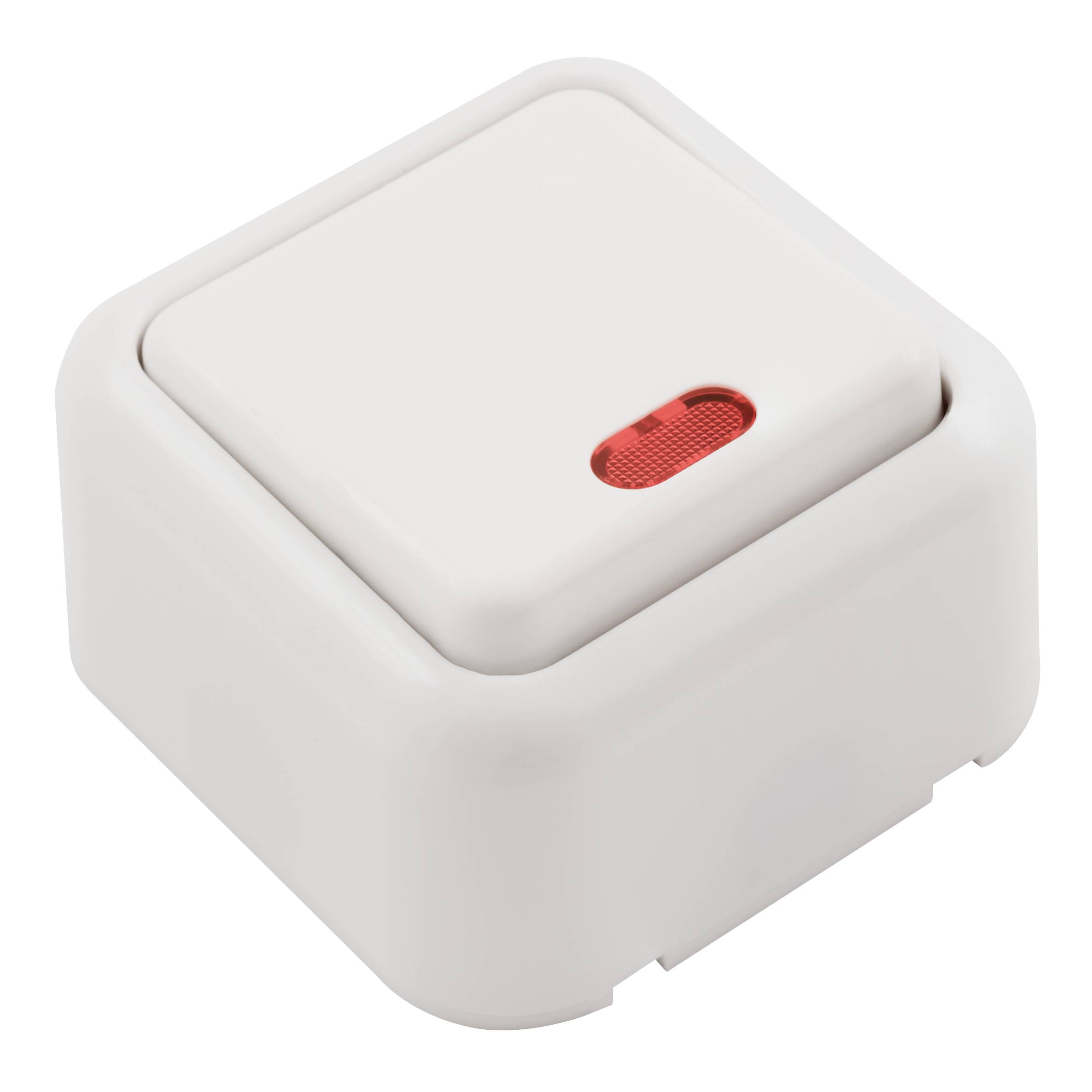 Schalter McPower "Finery", 250V/10A, AP, weiß, mit Kontrollleuchte