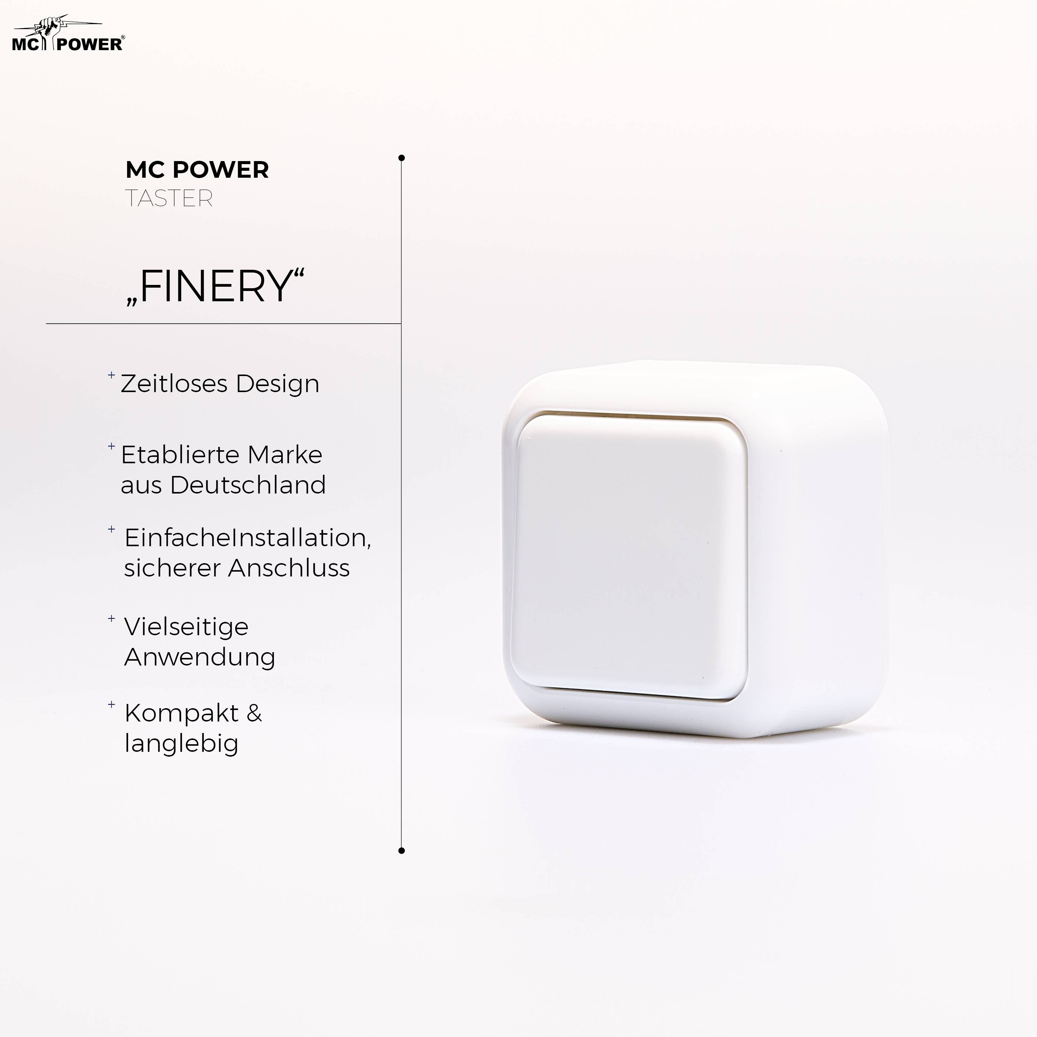 Taster McPower "Finery", 250V/10A, AP, weiß