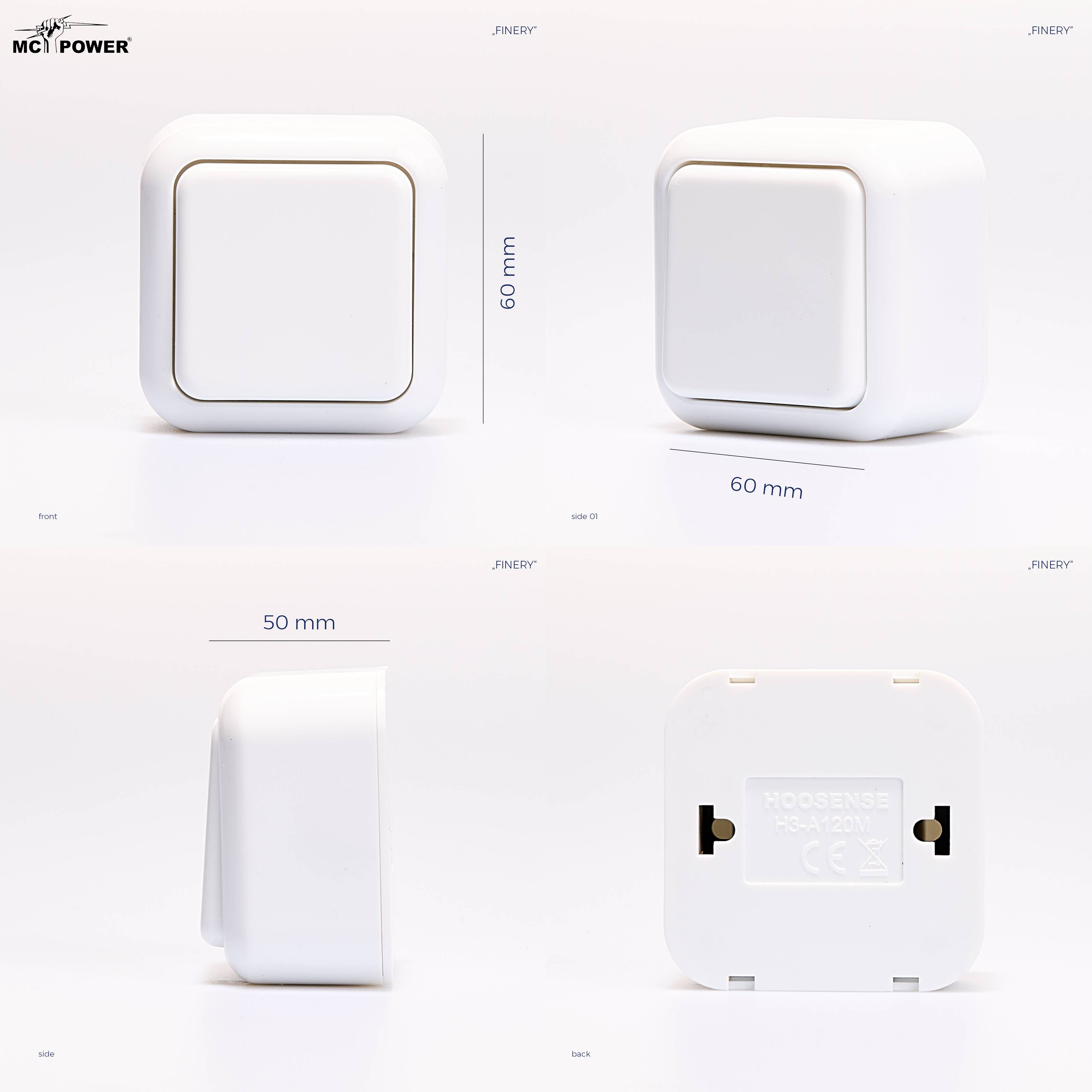 Wechselschalter McPower "Finery", 250V/10A , AP, weiß