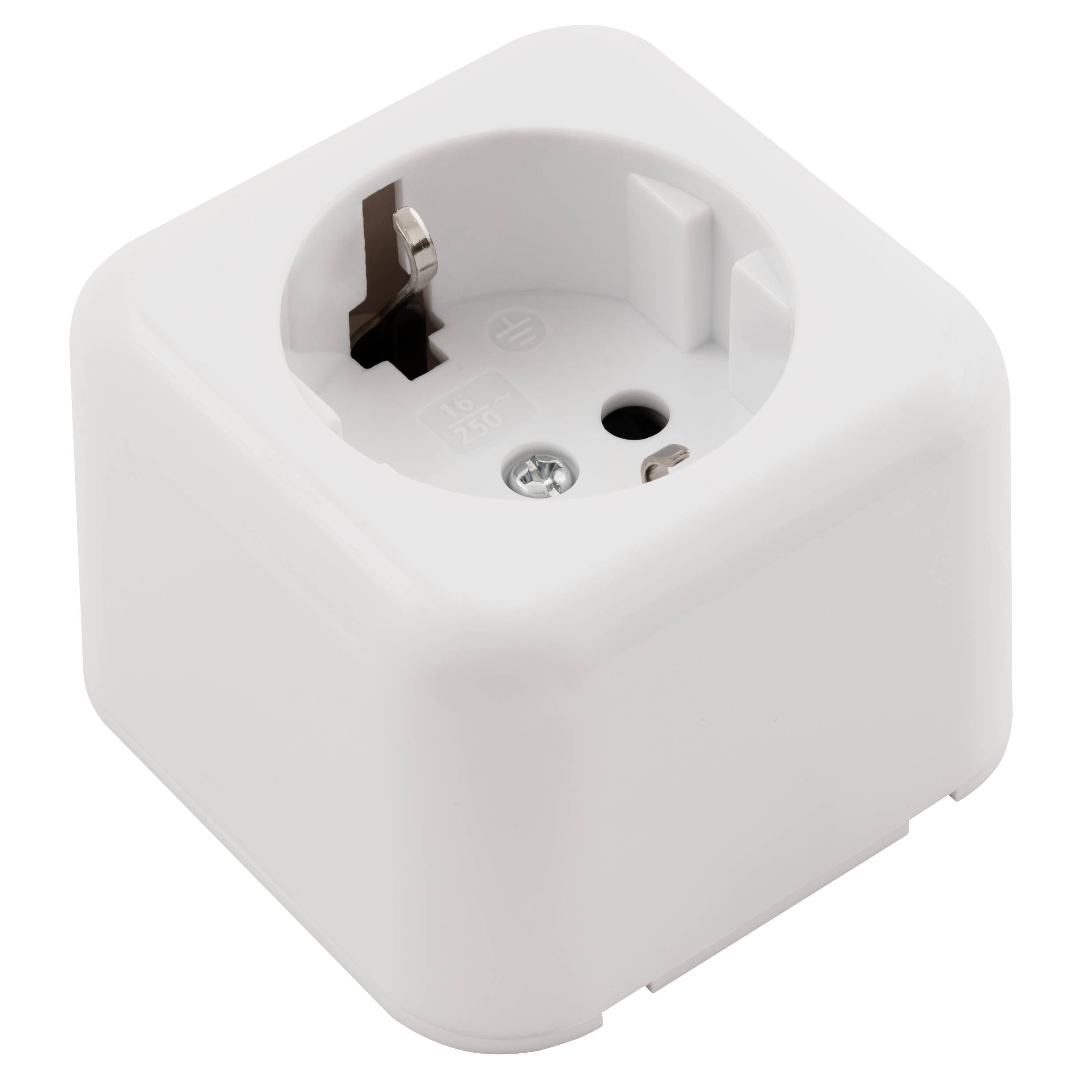 Schutzkontakt-Steckdose McPower "Finery", 250V/16A, AP, Einsteckschutz, weiß