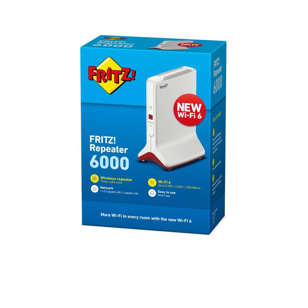 AVM FRITZ! Repeater 6000 - Wi-Fi-Range-Extender - GigE, 2.5 GigE - Wi-Fi 6 - 2,4 GHz (1 Band)