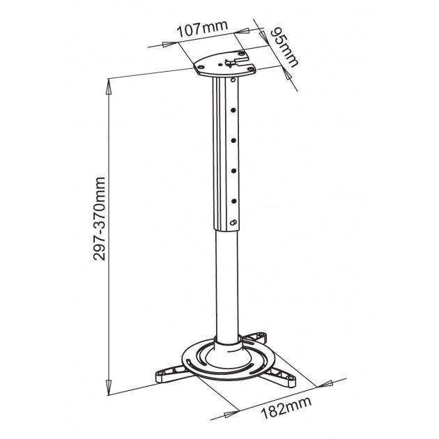 TECHly ICA-PM-102S Beamer-Deckenhalterung Neigbar, Schwenkbar Boden-/Deckenabstand (max.): 370 mm Silber