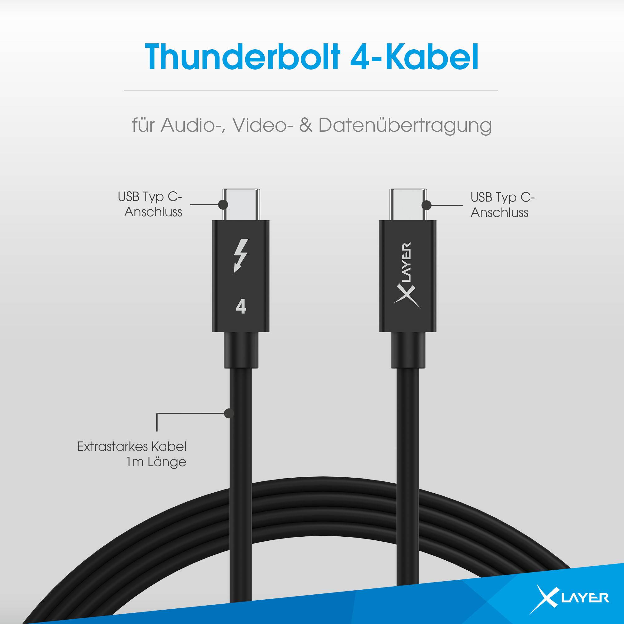 Kabel XLayer Typ-C Thunderbolt 4 Black 1 m