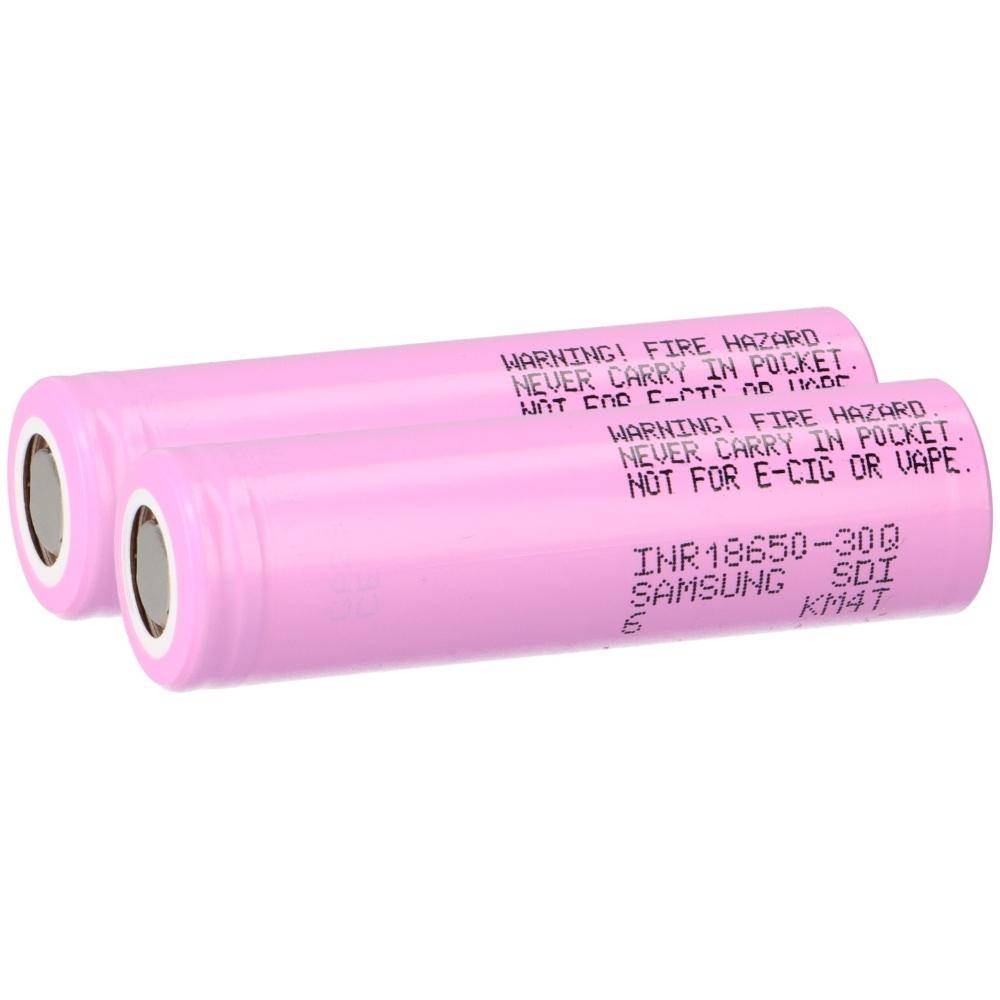 2x Samsung INR18650-30Q 18650 Akku 3,6V 3000mAh 15A