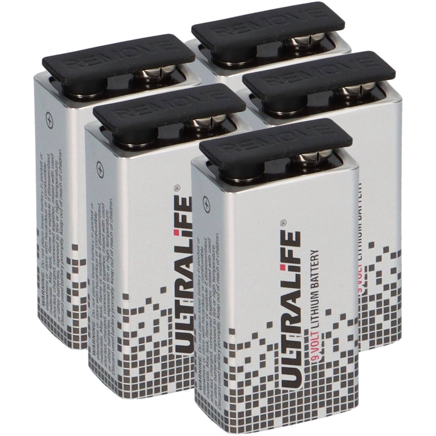5x Ultralife U9VL-J-P Lithium 9V Block Batterie 1200mAh - passend für Rauchmelder & Sicherheitstechnik