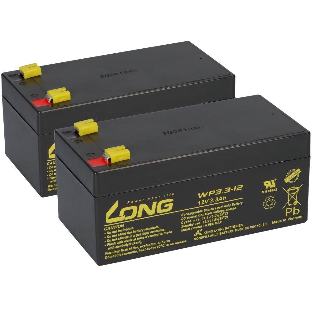 24V Akku-Satz 2x Kung Long WP3.3-12 12V 3,3Ah – passend für 24V 6EP4133-0GB00-0AY0 | VdS-Ausführung