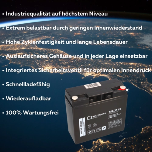 Akku kompatibel 6-DZM-20 6DZM-18 6-DZM 12LCP-23 12V - 23Ah Blei Akku Zyklentyp QB Akku kompatibel 6-DZM-20 6DZM-18 6-DZM 12LCP-23 12V - 23Ah Blei Akku Zyklentyp QB