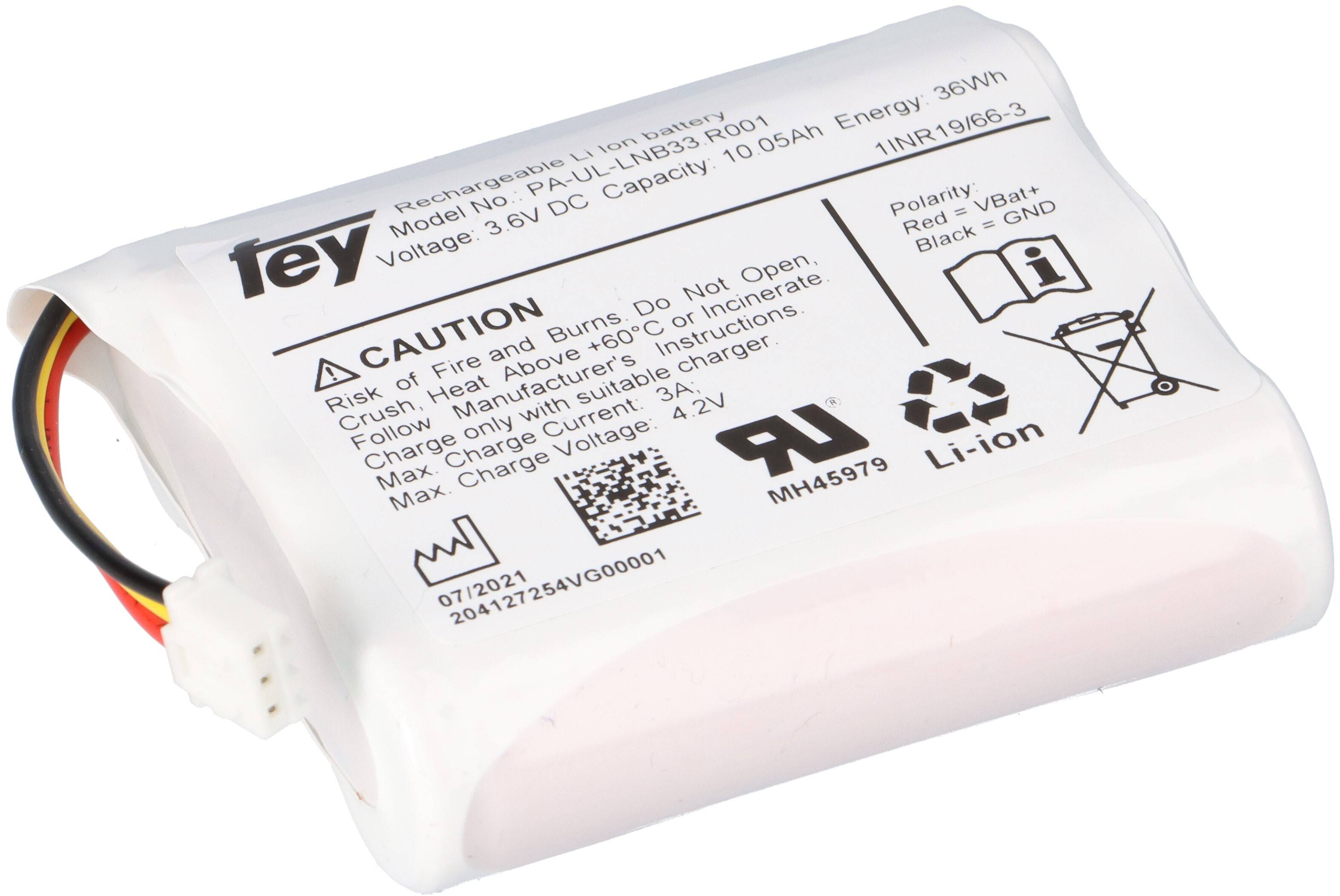 Lithium-Ionen Akkupack 3,6V 10,05Ah 36Wh 1S3P Kabel & Stecker