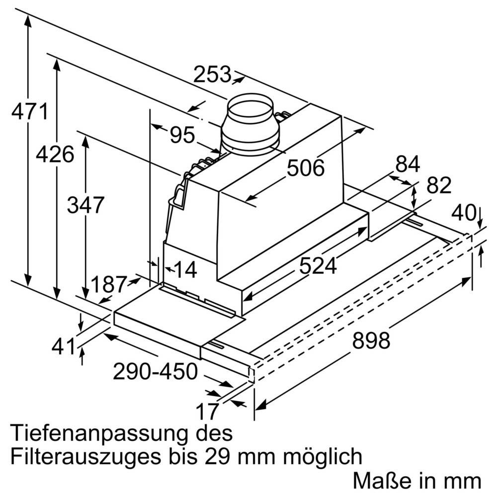 Siemens iQ500 LI97RA561, 395 m³/h, rezirkulierend, B, A, B, 53 dB