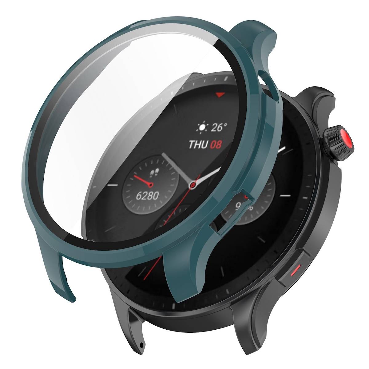 Für Amazfit GTR 4 Schutz PC gehärtetes Glas Grün Hülle Gehäuse Case