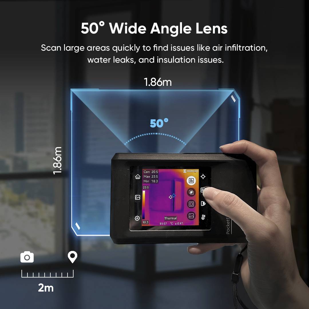 HIKMICRO PocketE Wärmbildkamera mit 96x96 Auflösung (mit Super IR 240x240), 25Hz, 4 GB Speicher