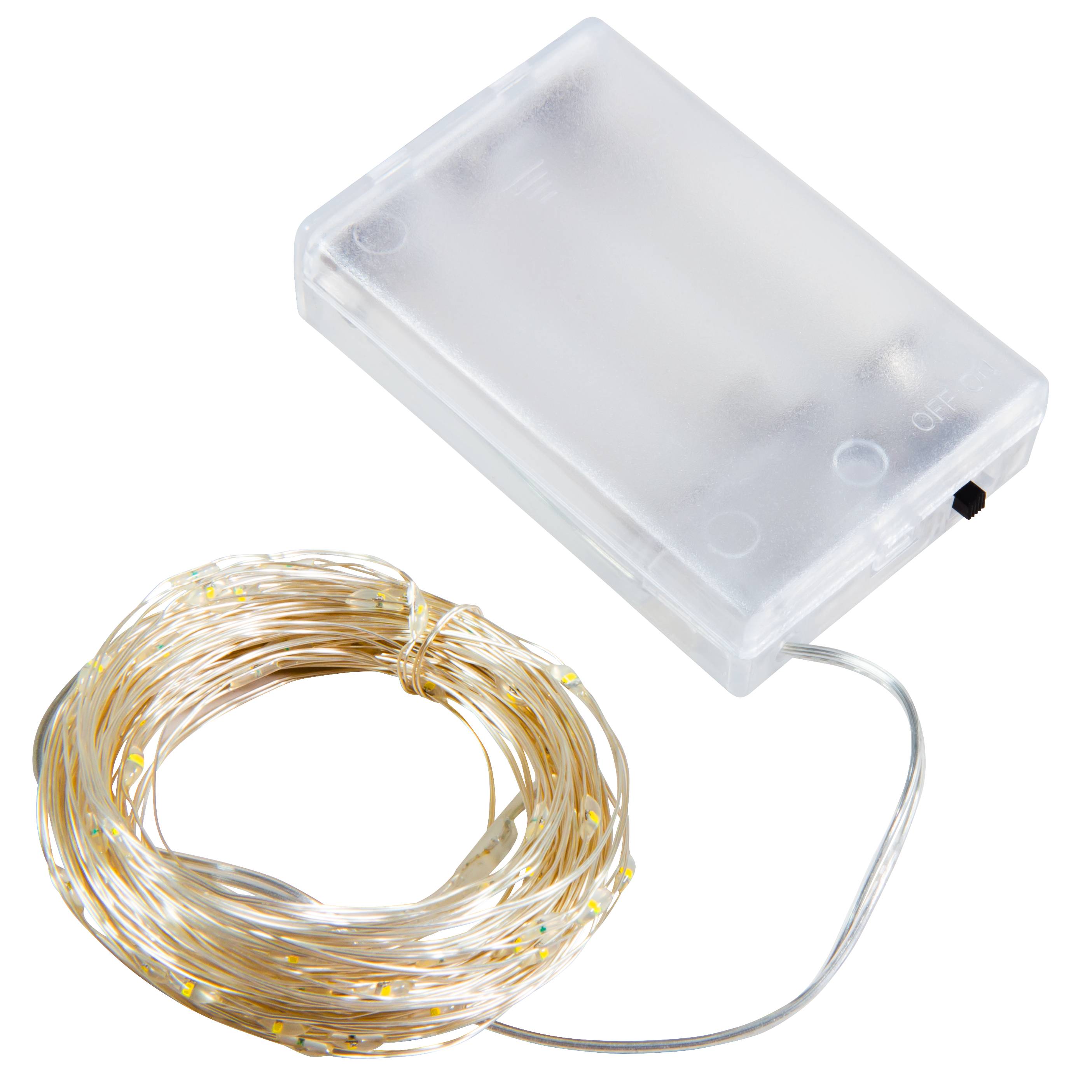LED Draht-Lichterkette McShine "Micro" 80 LEDs, warmweiß, Batteriebetrieb